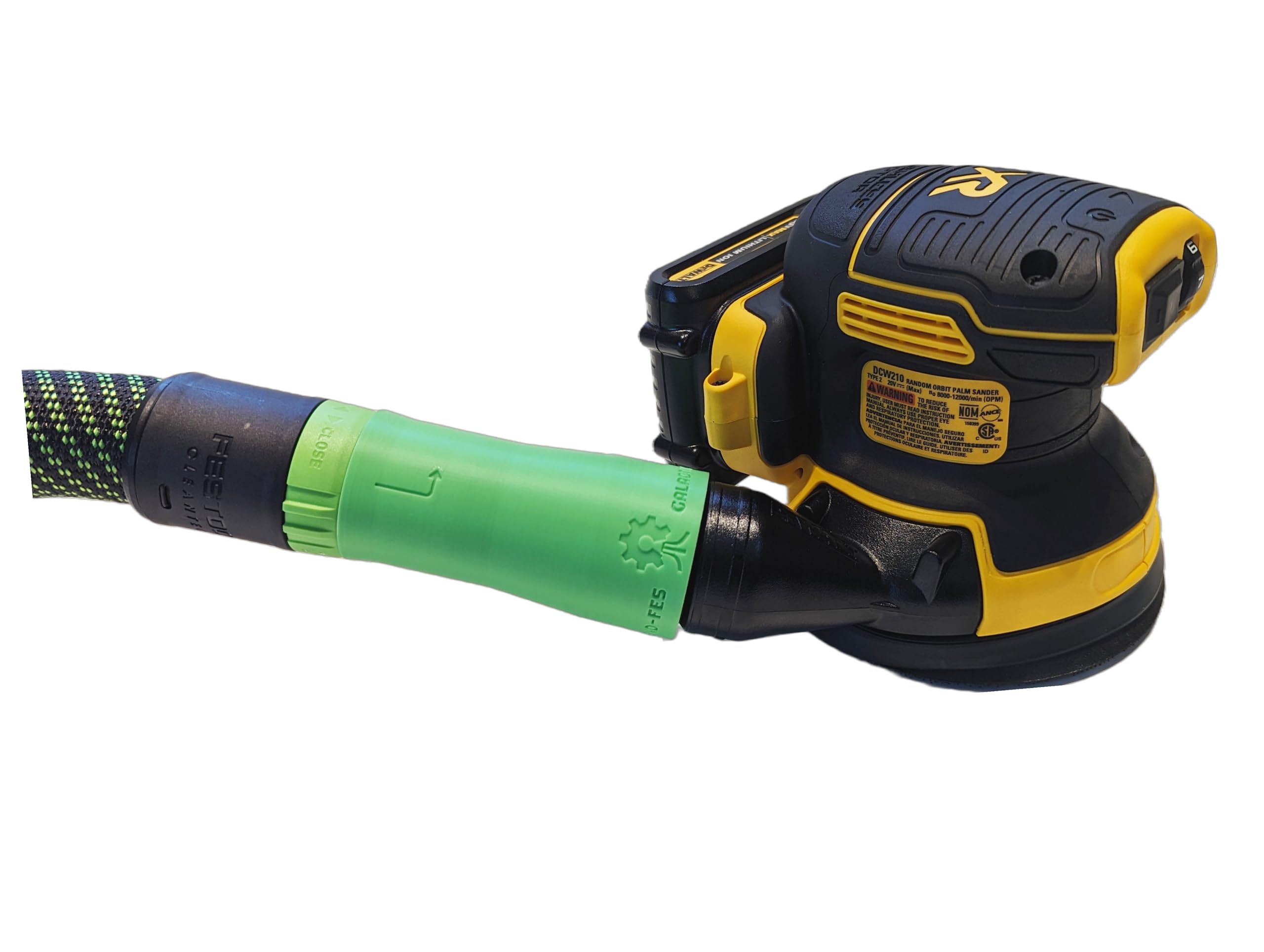**Dewalt to Festool Vacuum Adapter for Sanders - 27mm Dust Collection Hose Connector - Neon Green by Galactic Gadgets - Perfect for Woodworking & Dust-Free Sanding**