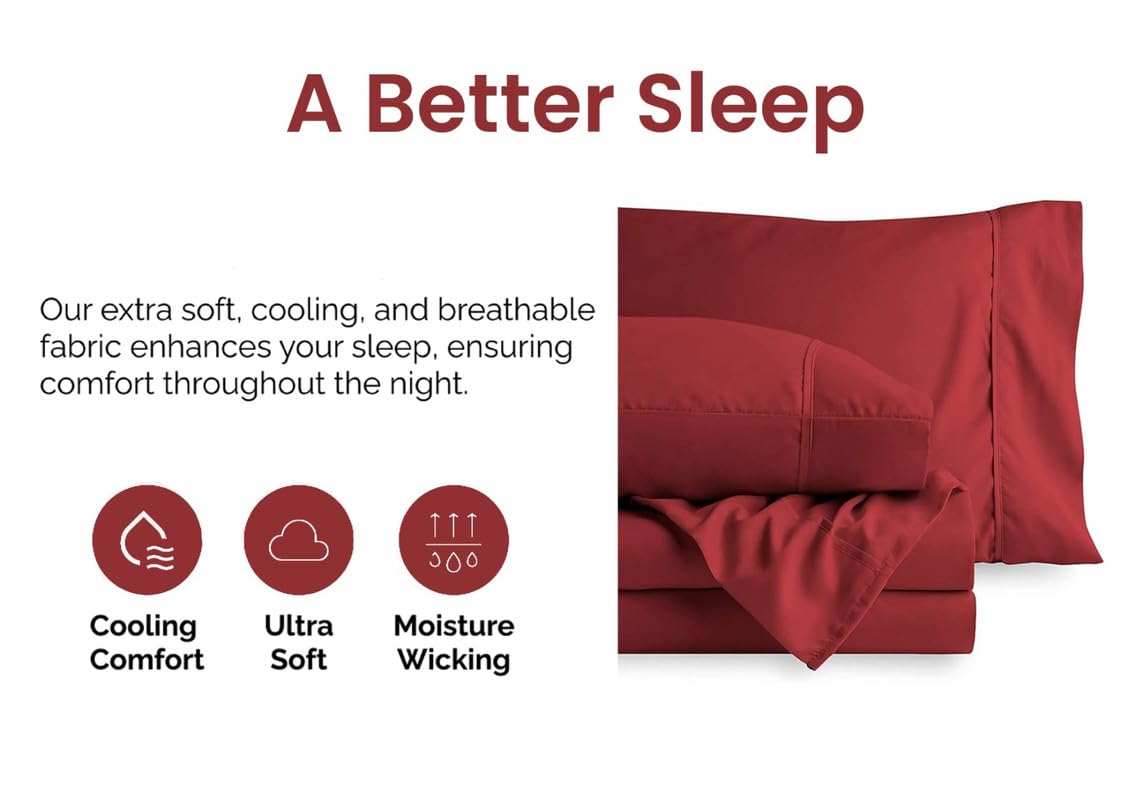 600 Thread Count Percale Cotton Sheet Set for Queen Size Bed - Breathable, Crisp & Cooling Queen Sheets with Deep Pockets - Perfect for Hot Sleepers & All-Season Comfort (1 Flat Sheet, 1 Fitted Sheet, 2 Pillowcases) - Ideal for Master Bedroom, Guest Room & Vacation Homes
