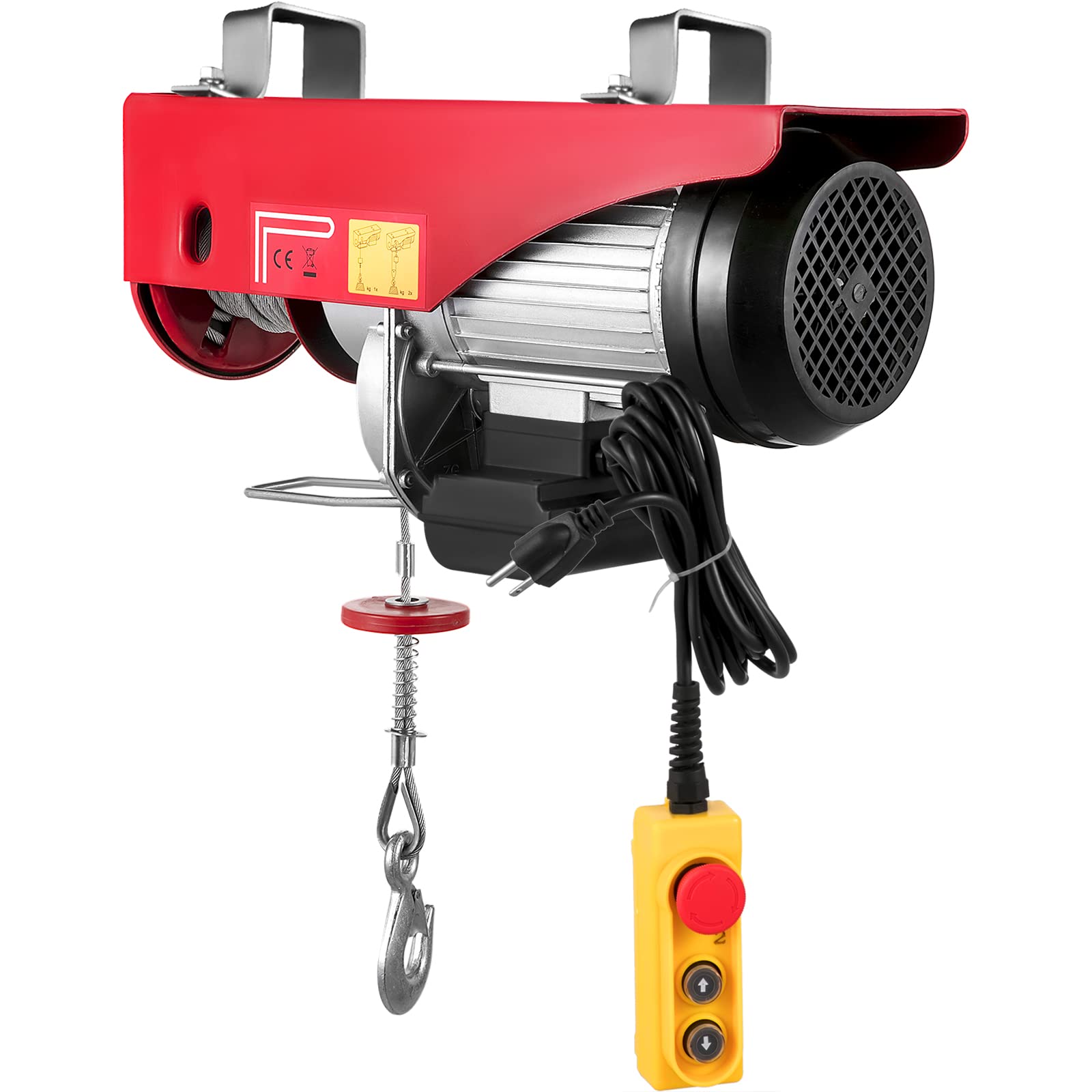 VEVOR 2200LBS Electric Hoist Winch - 110V Steel Lift with Remote Control & Single/Double Slings - Heavy Duty for Factory, Warehouse, Construction, Mining - Perfect for Lifting Equipment, Materials, and Machinery