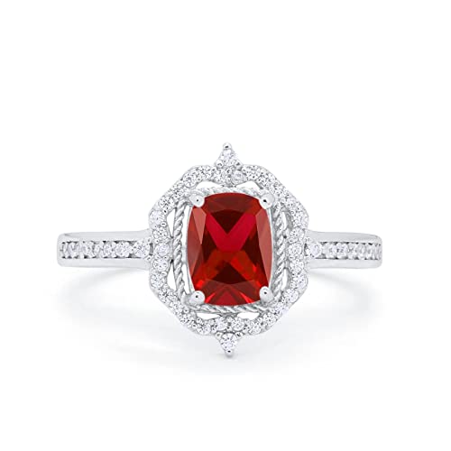 14K White Gold Simulated Garnet CZ