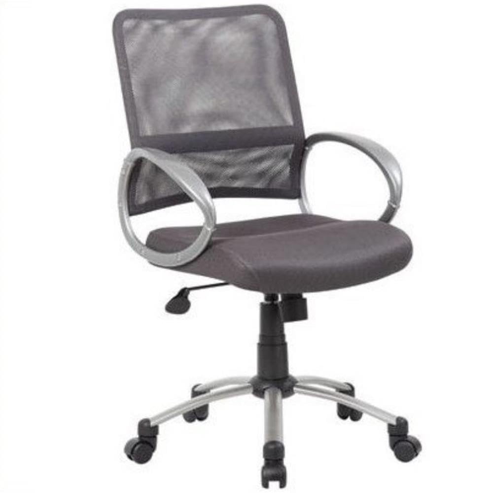 UrbanPro Contemporary Fabric Mesh Back Office Chair with Pewter Frame in Grey - Ergonomic Task Chair for Home & Office Workspaces