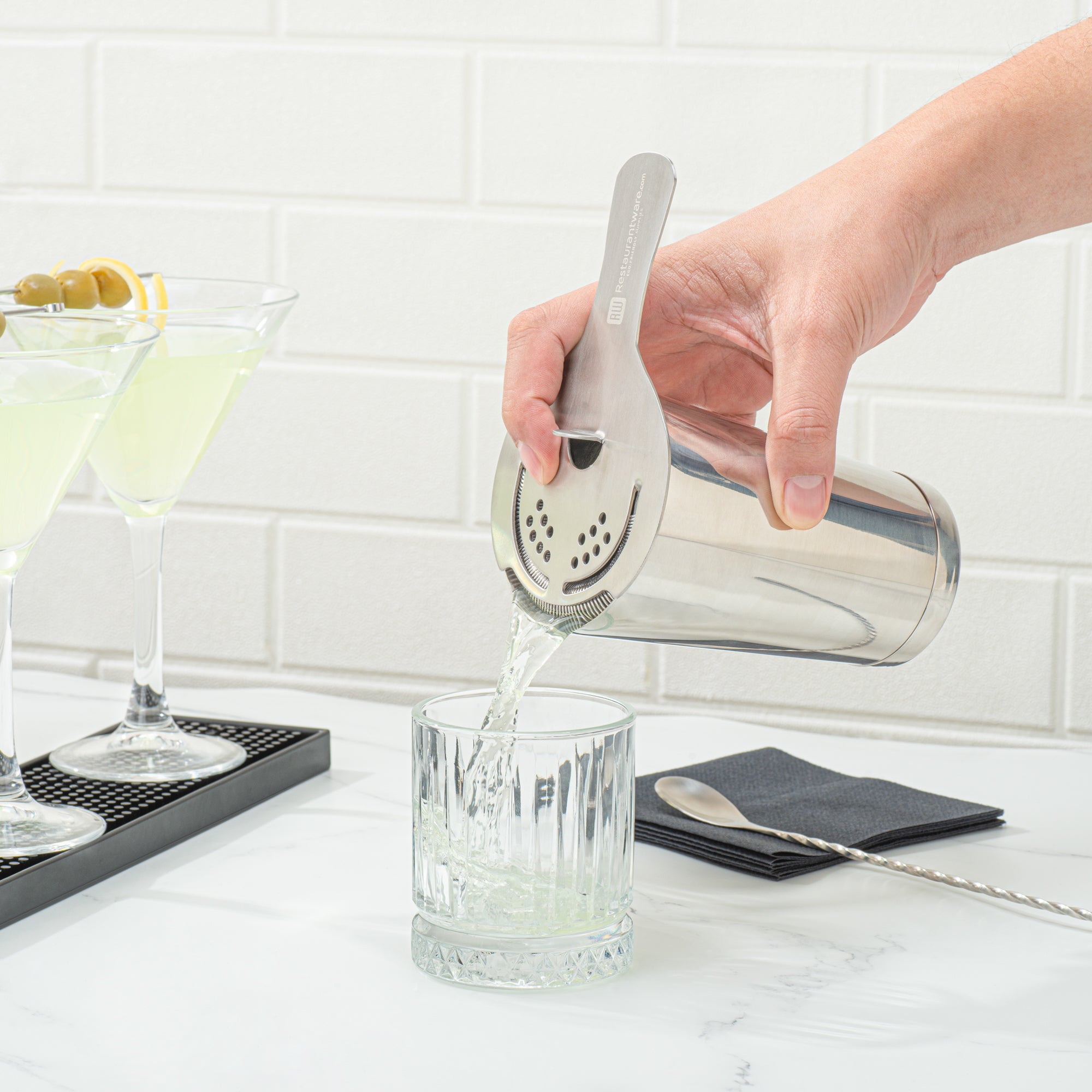 Premium 16 oz Stainless Steel Cocktail Shaker - Weighted Bar Mixing Tin with Mirrored Finish (3.25