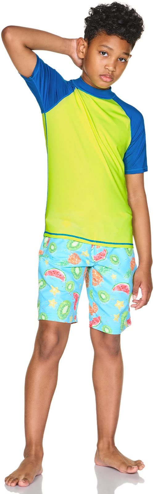 TSLA UPF 50+ Kids Rash Guard Short Sleeve UV Protection Swim Shirt - Youth Sun Protective Swimwear for Surfing, Swimming & Beach Activities
