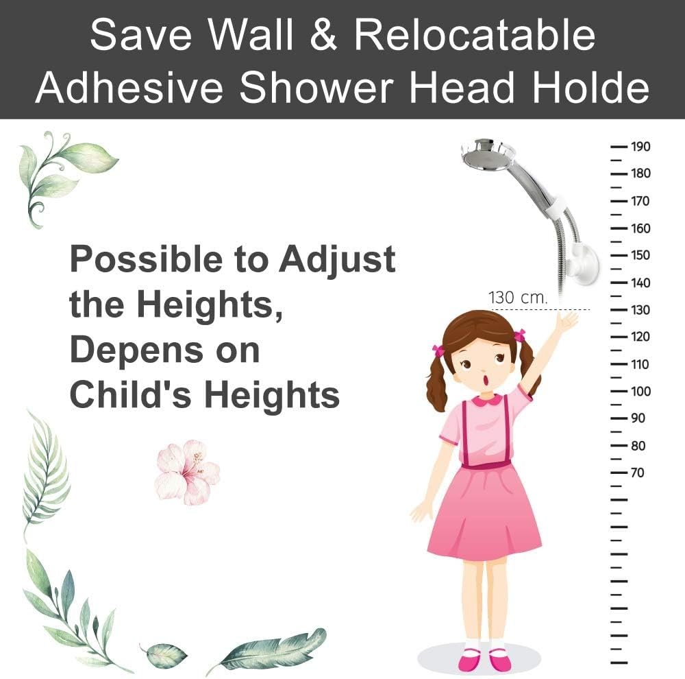 BathBeyond Adjustable Shower Head Holder with Vacuum Suction Cup - Flexible Wall Mount for Handheld Shower Heads - Perfect for Bathroom, RV & Small Space Showers