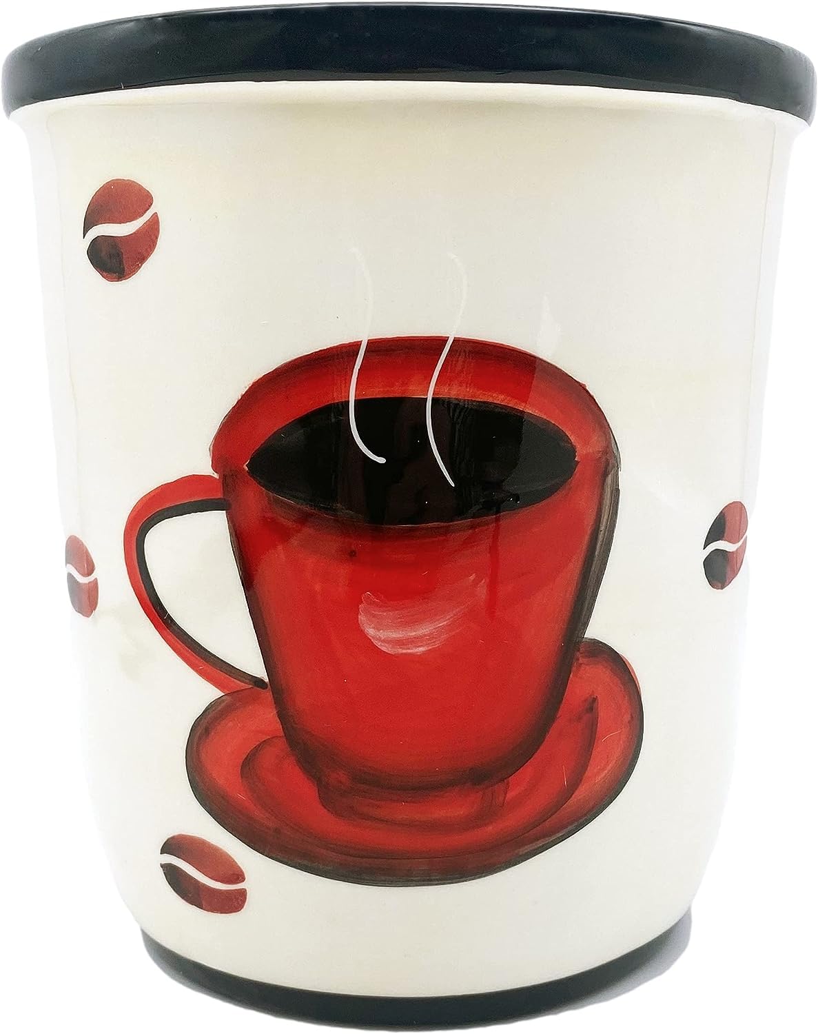 Tuscany Style Hand-Painted Ceramic Coffee Bean Utensil Jar - Colorful Italian Kitchen Decor for Coffee & Tea Storage | Perfect for Countertop, Pantry & Gift Giving