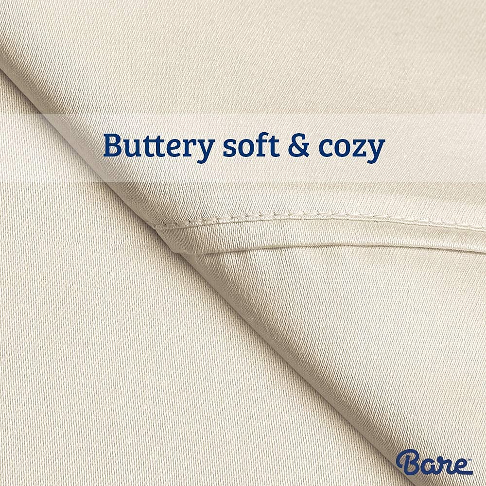 Bare Home 7-Piece Microfiber Sheet Set with 4 Pillowcases - Split King Size, Soft Sand Color - Ultra Soft Bedding Bundle for Master Bedroom & Guest Room