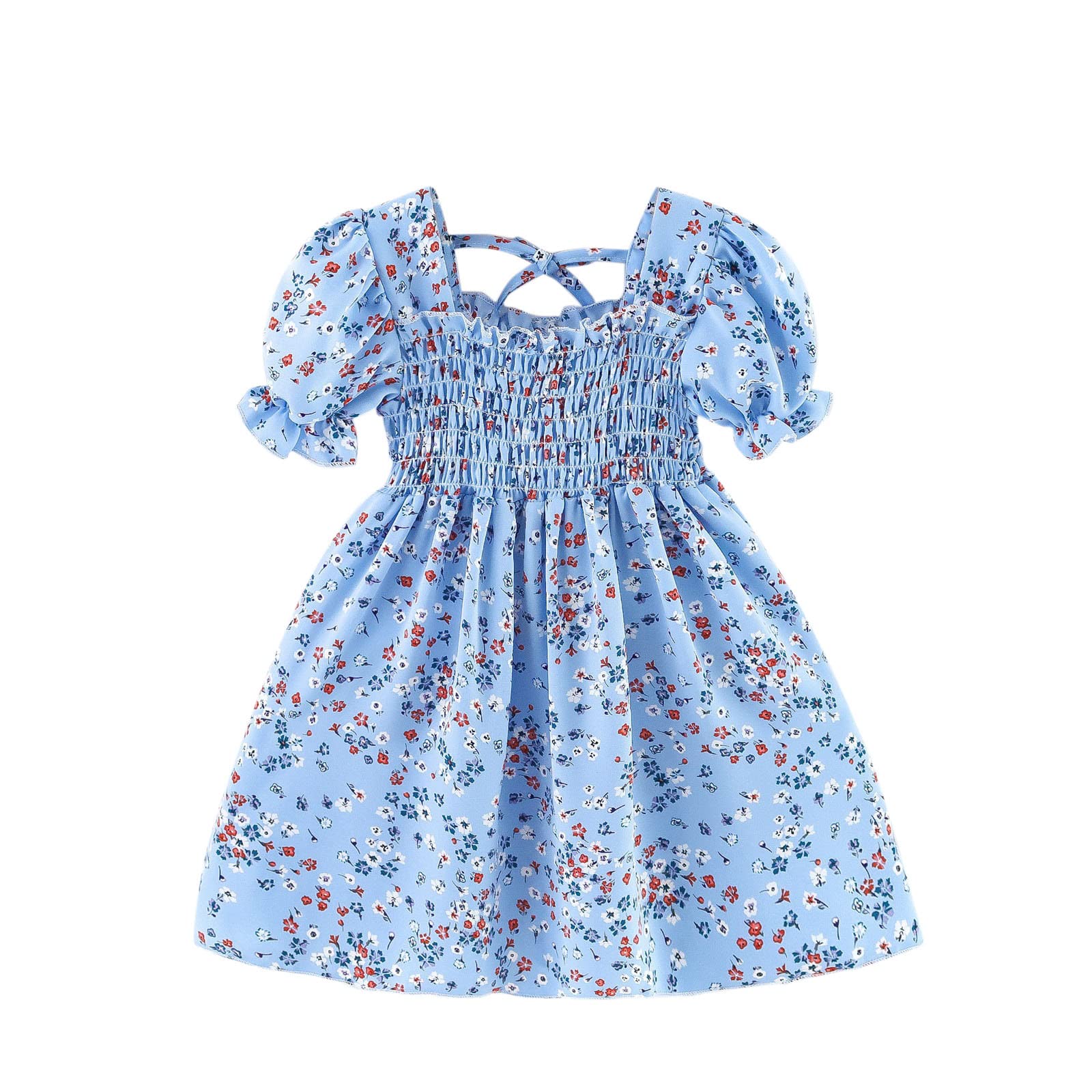 GBayXJ Girls' Floral Printed Short Sleeve Princess Dress - Casual Summer Beach Outfit for Toddler & Kids | Perfect for Playdates, Birthday Parties & Vacation Wear