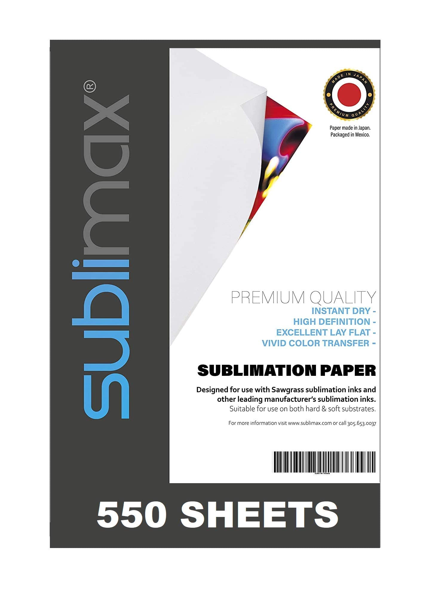 Premium Sublimation Paper 8.5x11 Inches - 550 Sheets Fast-Drying No Smudge Transfer Paper for Sawgrass Printers - Ideal for Sublimation Mugs, Tumblers, Chromaluxe & Unisub Blanks - Perfect for DIY Crafts, Personalized Gifts & Home Decor Projects