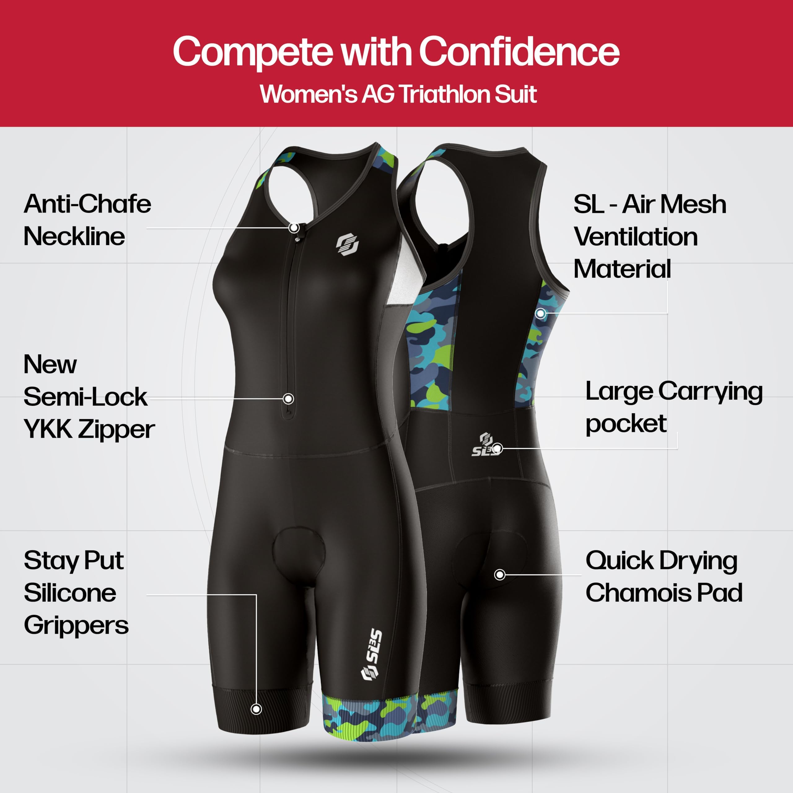 Women's Premium One-Piece Triathlon Suit - High-Performance Tri Suit for Professional Athletes - No Shelf Bra Design - Ideal for Swimming, Cycling & Running Competitions