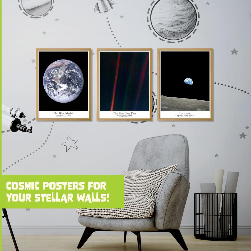 Earthrise from the Moon Wall Art - Pale Blue Dot Space Poster | Galaxy & Planet Decor for Bedroom, Home Office | Trendy Astronomy Print (11x14 inches) - Perfect for Space Enthusiasts & Modern Interior Design