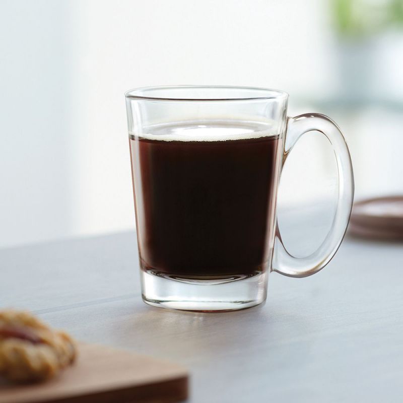 Premium 10.5oz Glass Coffee & Tea Mugs Set of 6 - Durable Clear Drinking Cups for Hot & Cold Beverages - Perfect for Home, Office, or Restaurant Use