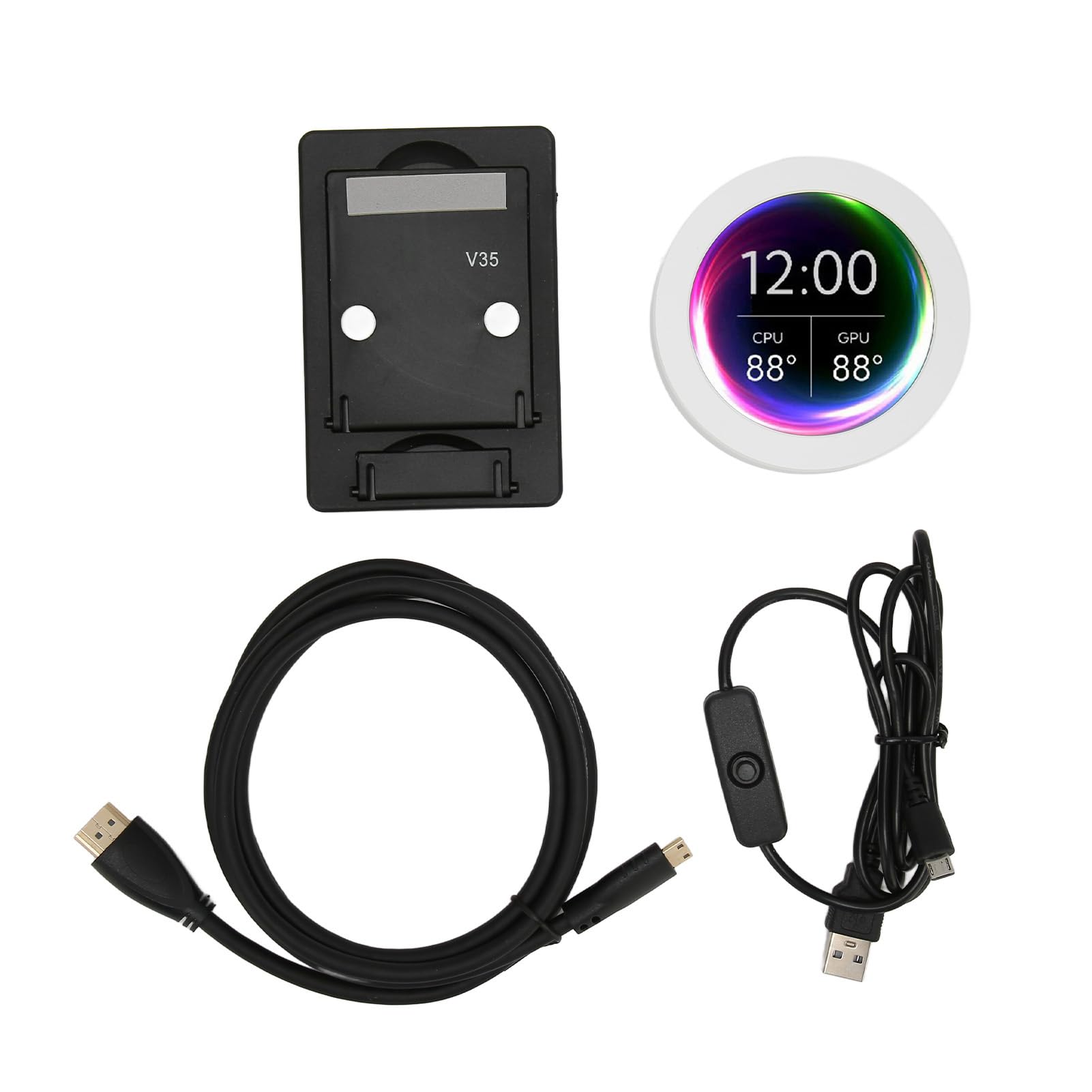 Vomeko 2.8 Inch Computer Temperature Monitor - LCD HD Display with Micro USB, Dimmable Plug & Play PC CPU/GPU Temp Sensor for Water Cooling System - Perfect for Gaming Rigs & Overclocking PCs