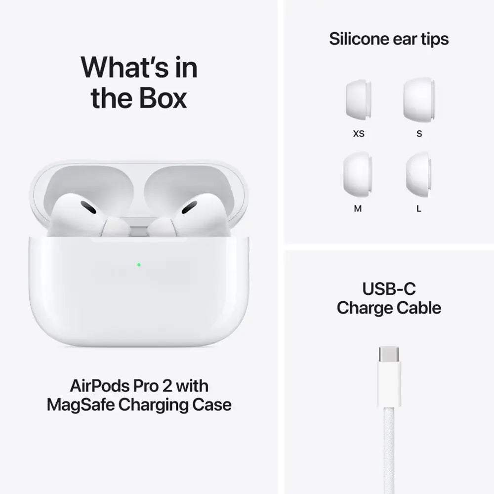 Apple AirPods Pro 2 (2nd Generation) Wireless Earbuds with USB-C Charging Case - Active Noise Cancelling, Transparency Mode, Spatial Audio - Perfect for Workouts, Commuting & Travel (MTJV3AM/A) - White