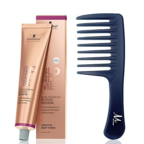 BlondMe Blonde Deep Toning DT-Milk Chocolate Hair Dye & M Hair Designs Detangling Comb - 2 Piece Hair Care Bundle for Salon-Quality Color & Smooth Styling at Home