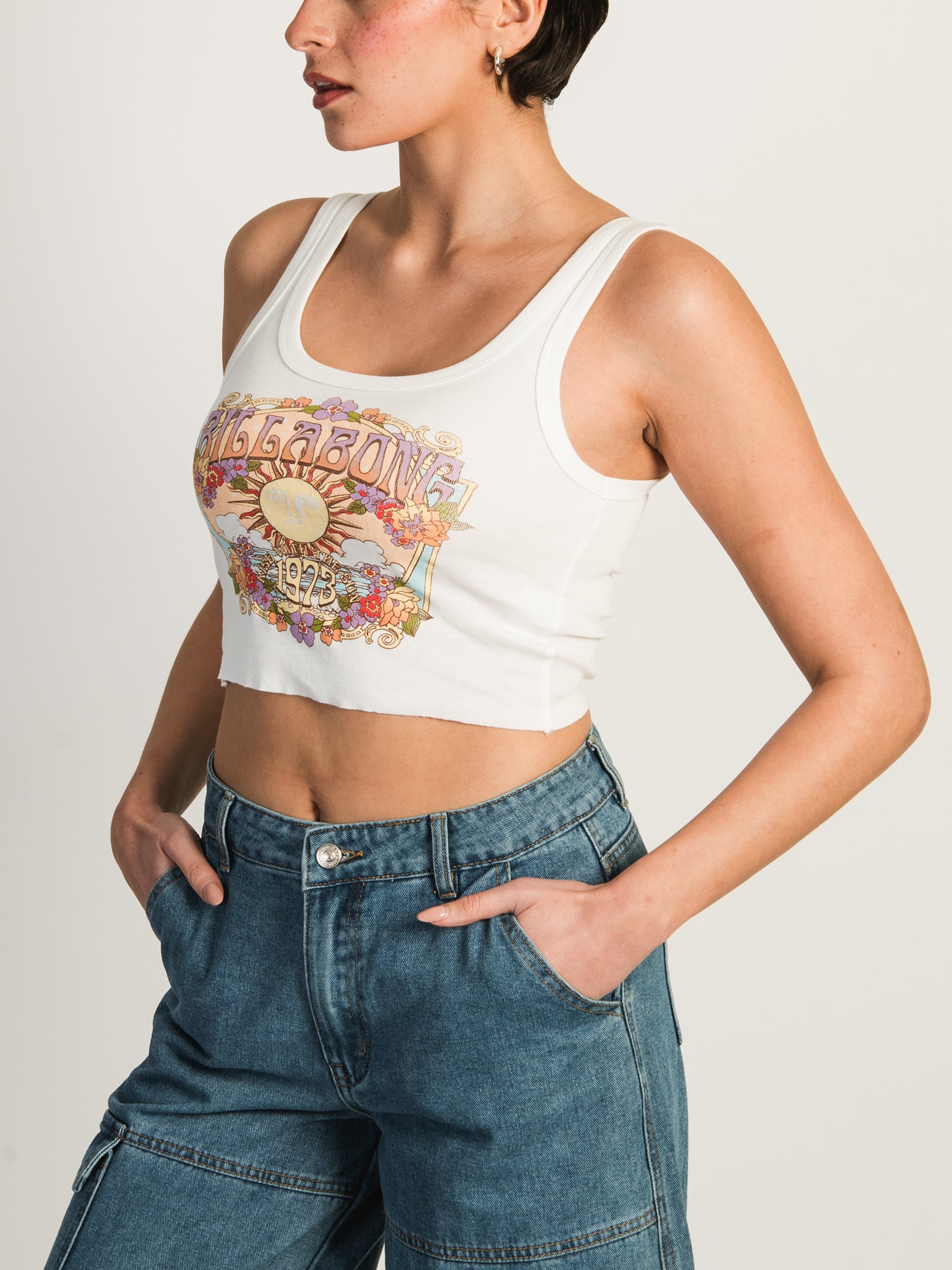 BILLABONG Ray of Sunshine Crop Tank Top for Women - Summer Beachwear, Yoga & Casual Outfits