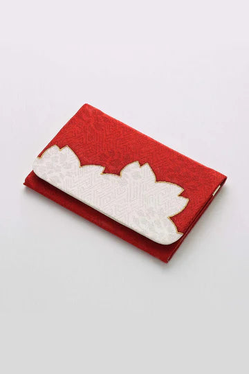Premium Japanese Kyoto Yuzen Business Card Holder - Cherry Blossom & Dark Red Floral Design | Handmade in Kyoto | Perfect for Corporate Gifts & Professional Networking Accessories