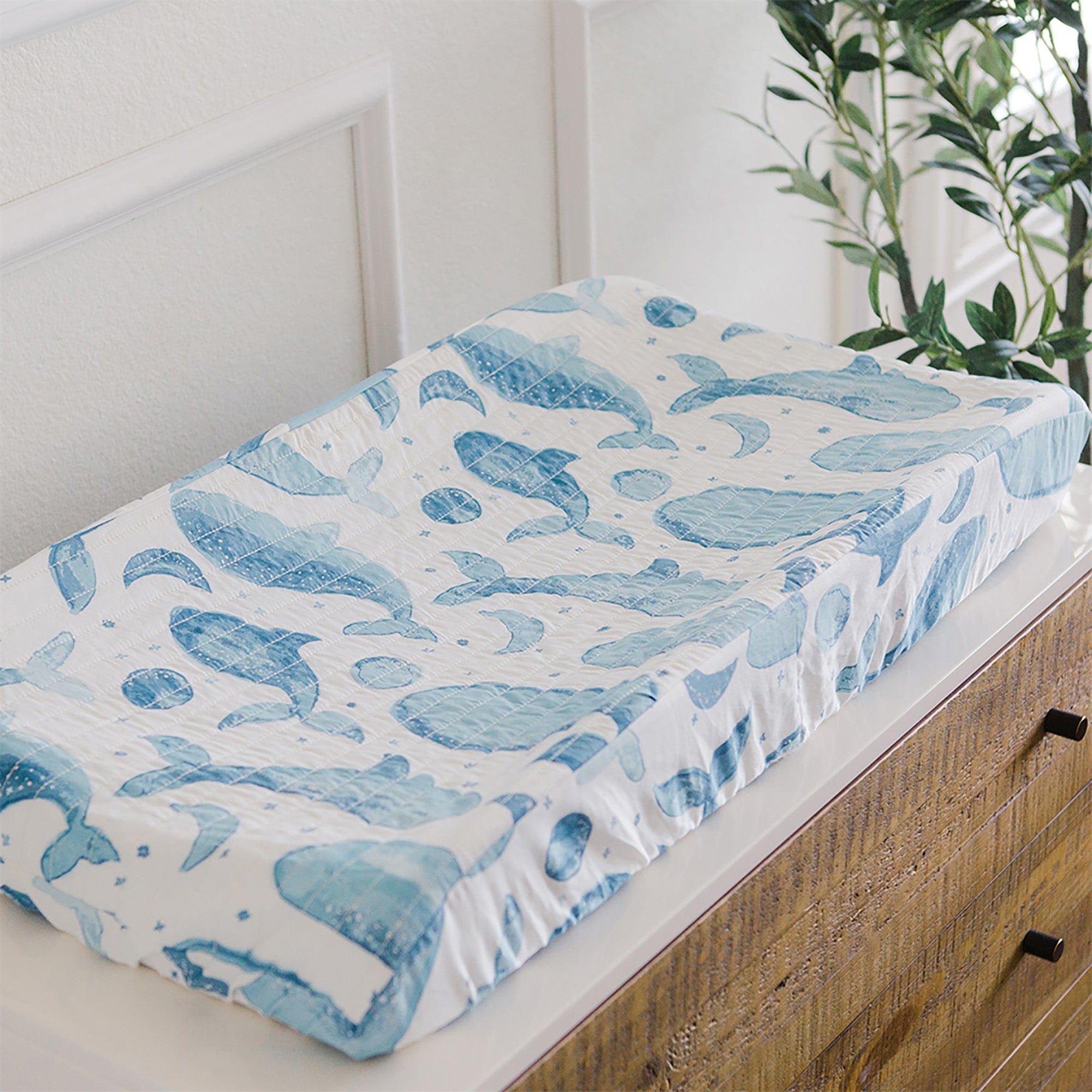 Crane Baby Caspian Quilted Changing Pad Cover - Soft Waterproof Nursery Changing Table Cover for Newborns & Infants - Perfect for Diaper Changes, Nursery Decor, and Baby Care Essentials