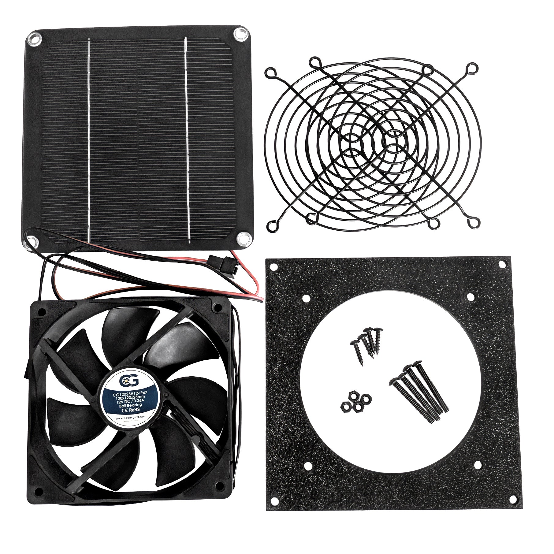 Solar Powered Waterproof Fan Kit - Outdoor Cooling for Chicken Coops, Greenhouses, Dog Houses & Sheds | Energy Efficient Ventilation Solution for Poultry, Pets & Plants