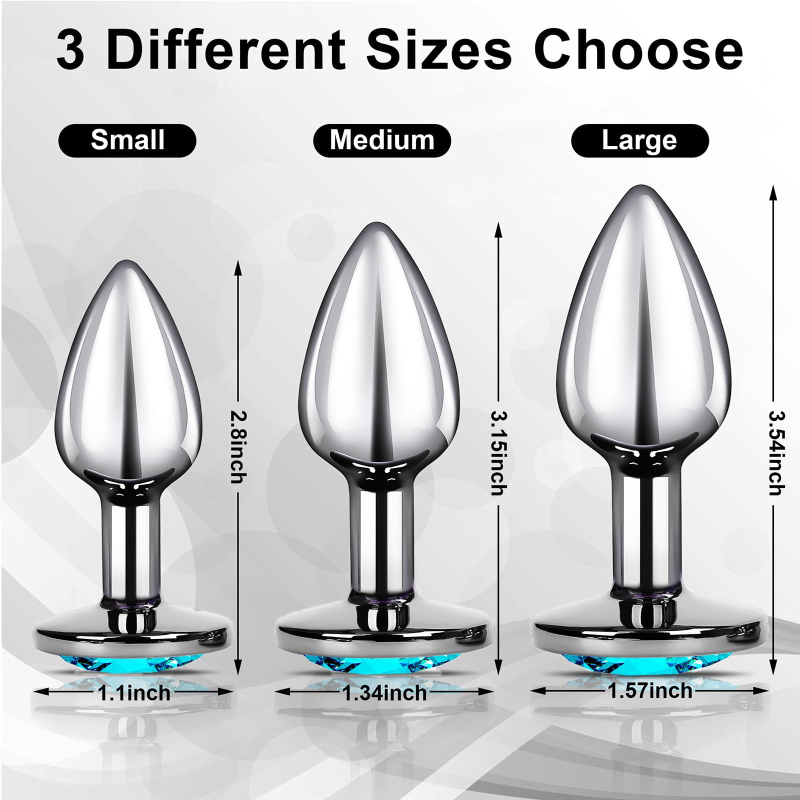 COWINOE 3-Piece Beginner Anal Plug Set - Silver Jeweled Butt Plugs for Anal Training & G-Spot Stimulation | Unisex Adult Sex Toy for Men, Women & Couples | Perfect for Beginners, Solo Play & Couples Intimacy