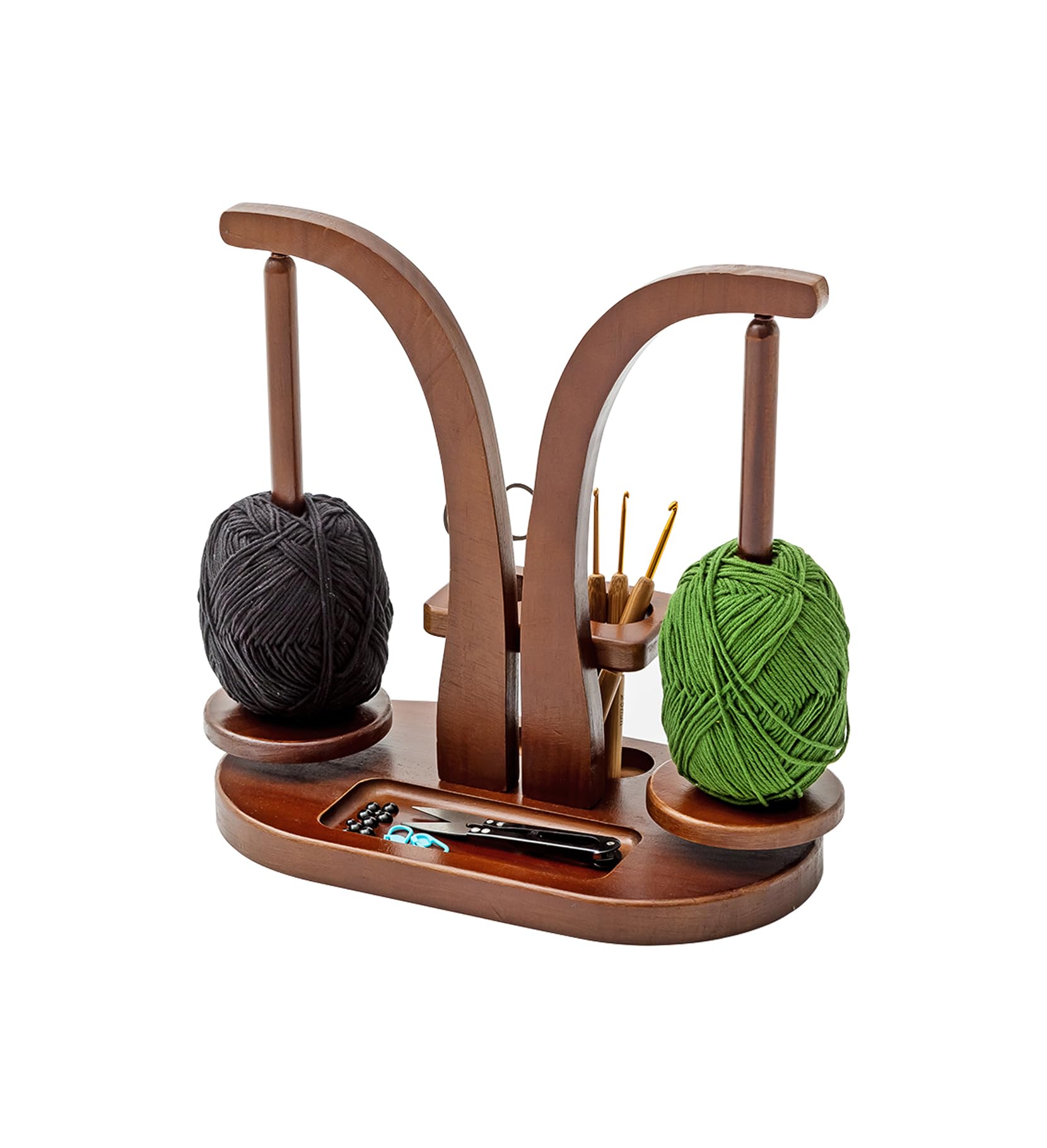 Baffect Magnetic Yarn Holder - Wooden Yarn Ball Holder with Double Spindles - Spinning Yarn Storage for Crochet & Knitting - Perfect for Crafting, DIY Projects & Home Organization