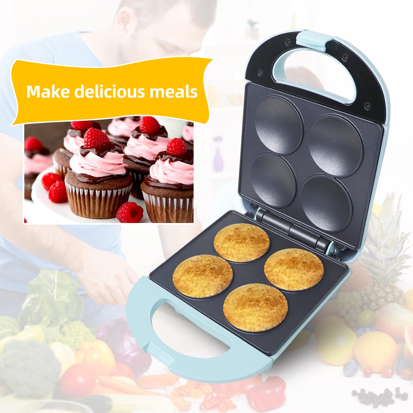 4-Cup Cupcake Maker - Easy Homemade Cupcakes for Parties, Baking & Gifts | Perfect for Birthdays, Holidays & Family Gatherings