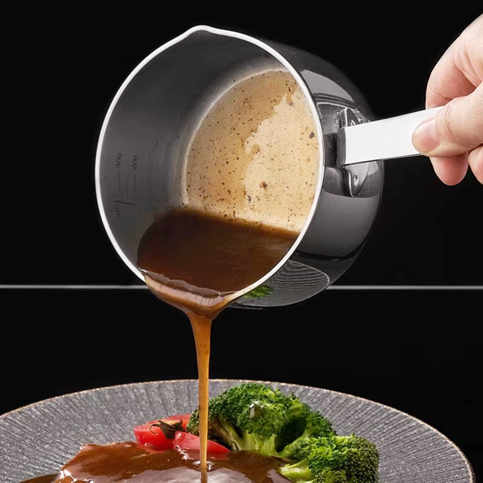 Stainless Steel Butter Warmer Pot - 14 Oz Small Sauce Pan for Melting Chocolate, Heating Milk & Coffee - Durable Kitchen Cooking Pot for Baking, Desserts & Hot Beverages