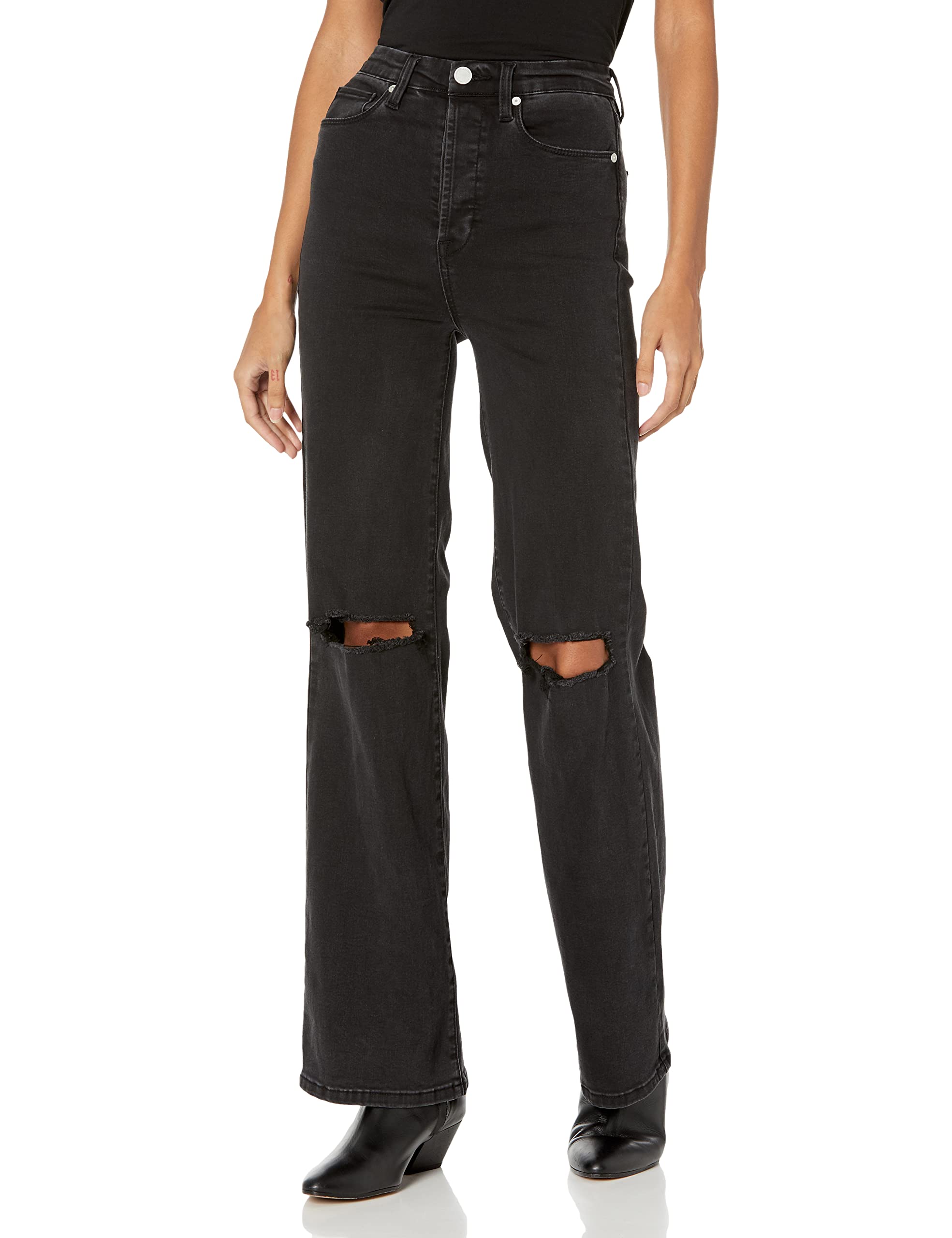 BLANKNYC Women's High Waisted Ripped Jeans - Distressed Denim Pants for Casual Outfits & Streetwear Style
