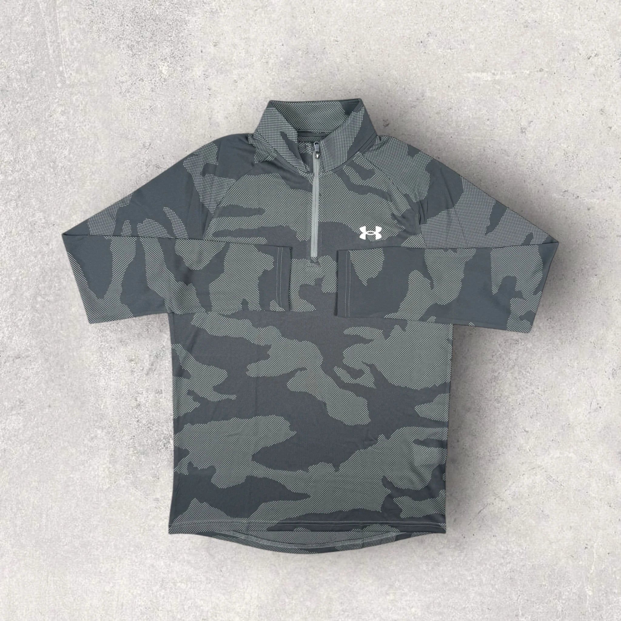 UNDER ARMOUR JACQUARD USA 1/4 Zip Pullover & Shorts Set - Grey/Black | Athletic Workout Outfit for Men | Gym, Running & Casual Wear