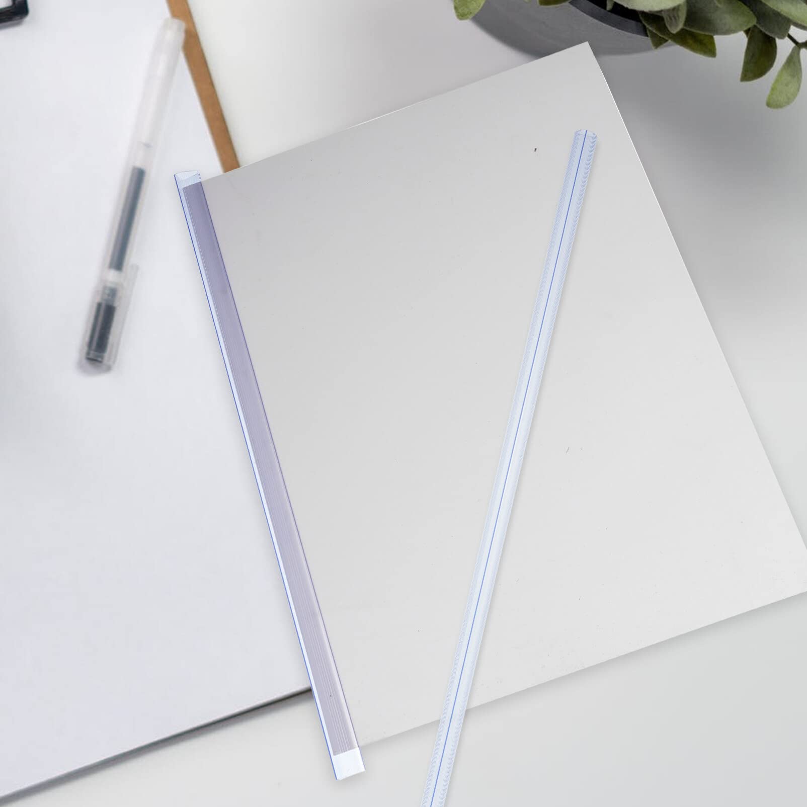 Cabilock 10pcs A4 Plastic Folder Binding Bars - Slide Grip Spine Bars for Report Covers, Office Supplies & Document Organization | Perfect for School, Office & Home Filing Needs