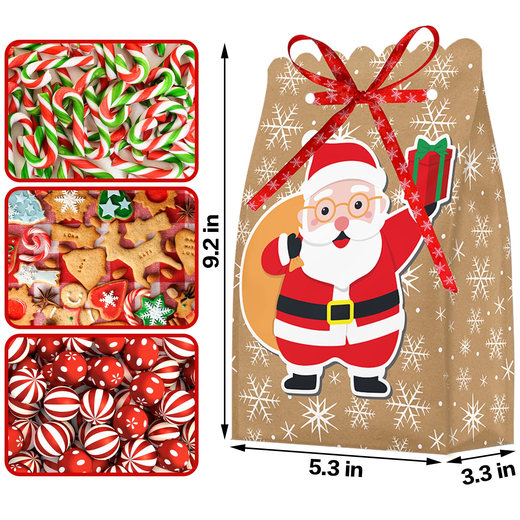 Joyful Start 18PCS Christmas Goodie Bags - Small Gift Bags for Holiday Treats & Party Favors - Bulk Mini Gift Bags for Christmas Parties, Classroom Rewards & Stocking Stuffers