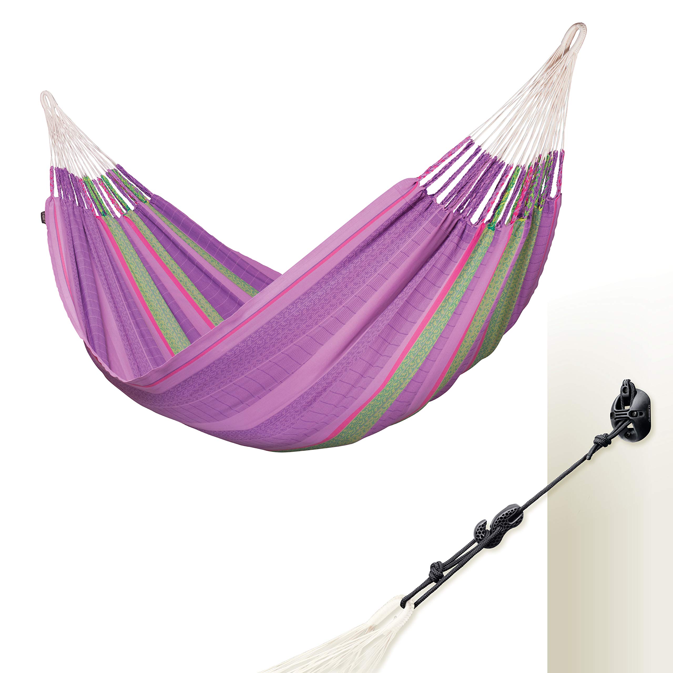 LA SIESTA Flora Classic Cotton Hammock with CasaMount - 2 Person 440 lbs Capacity Indoor/Outdoor Hanging Bed (5'W x 13'L) - Perfect for Backyard, Patio, Beach & Camping Relaxation