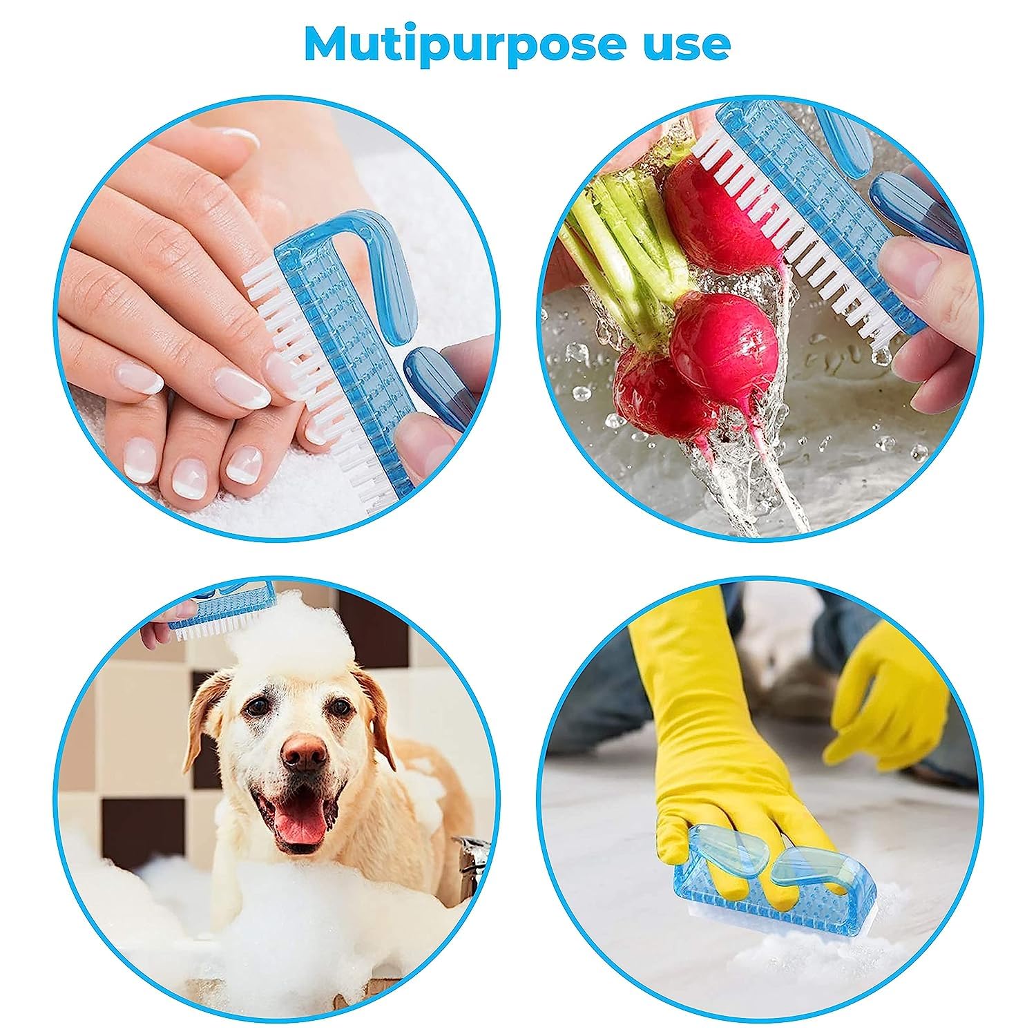 ZAUKY Nail Brush & Face Pack Brush Combo Set - Durable Handle Grip Nail Cleaner & Pedicure Scrub Brush with Soft Bristles for Home & Salon Use - Perfect for Manicure, Pedicure & Facial Care Routines