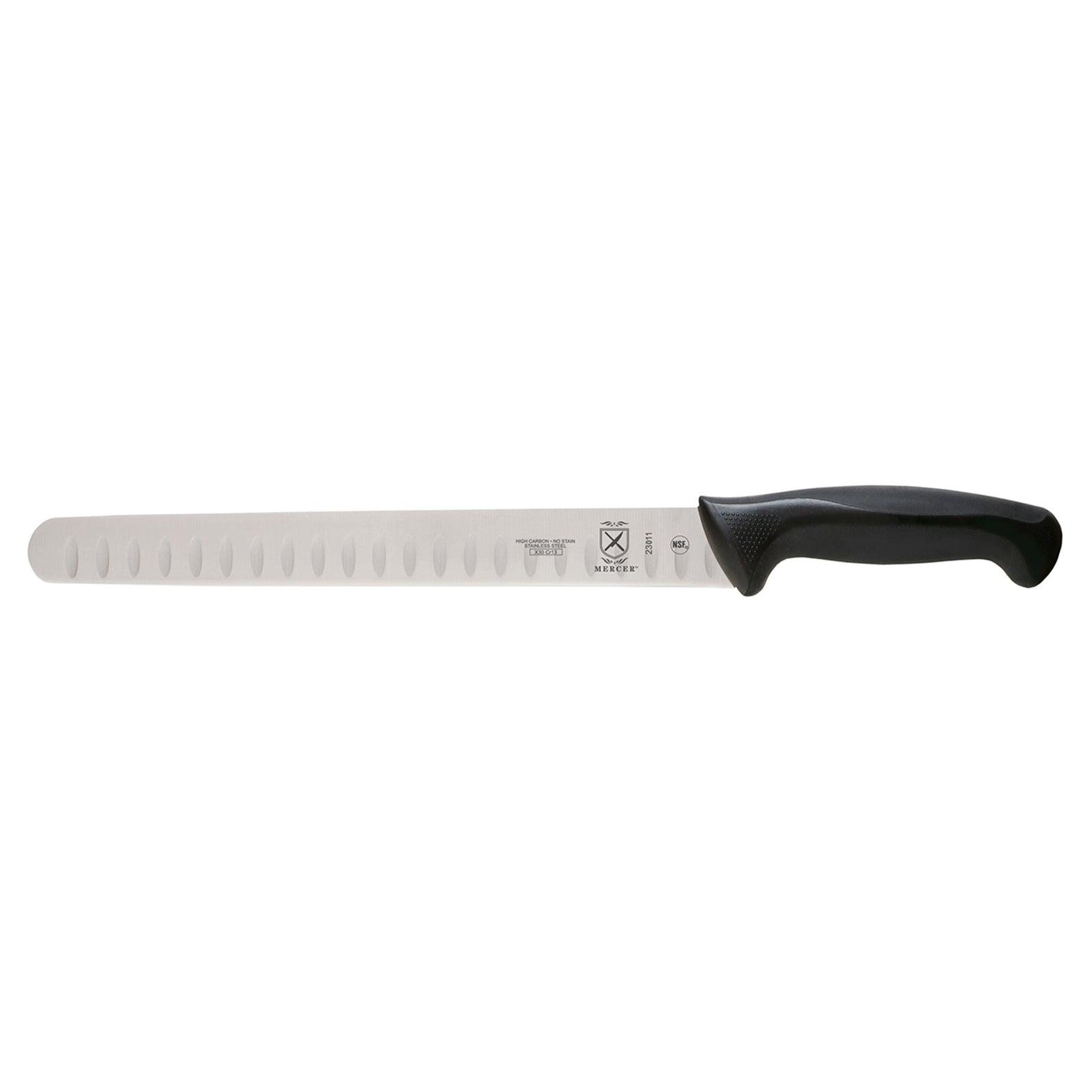 Mercer Culinary Millennia 11-Inch Slicer Knife - Professional Chef Knife with Ergonomic Black Handle - Perfect for Slicing Meat, Bread, and Vegetables in Home Kitchens & Restaurants