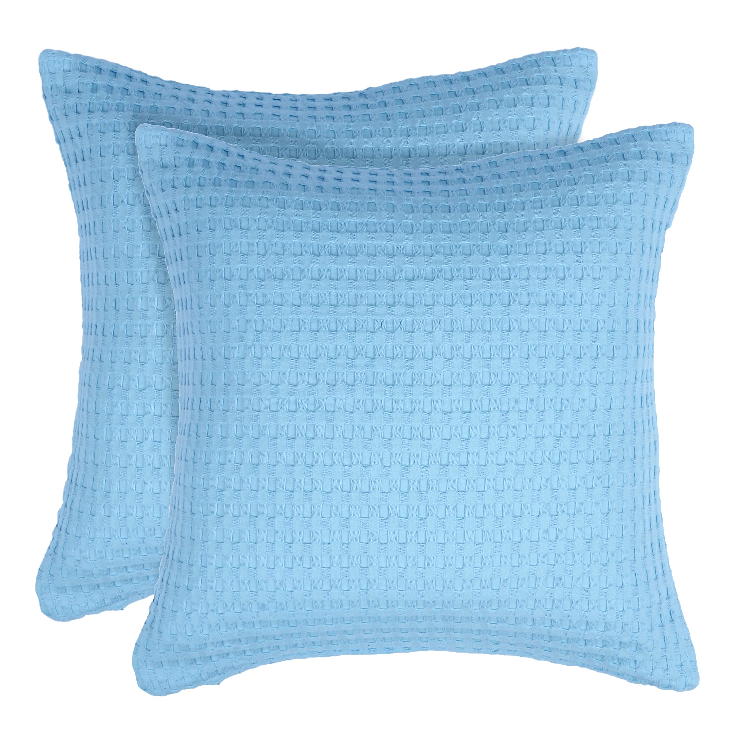 Tex Trend 100% Cotton Waffle Weave Queen Size Blanket - Lightweight, Breathable & Soft Bedding - Blue 90x90 Inches - Perfect for All-Season Comfort, Guest Rooms & Cozy Nights