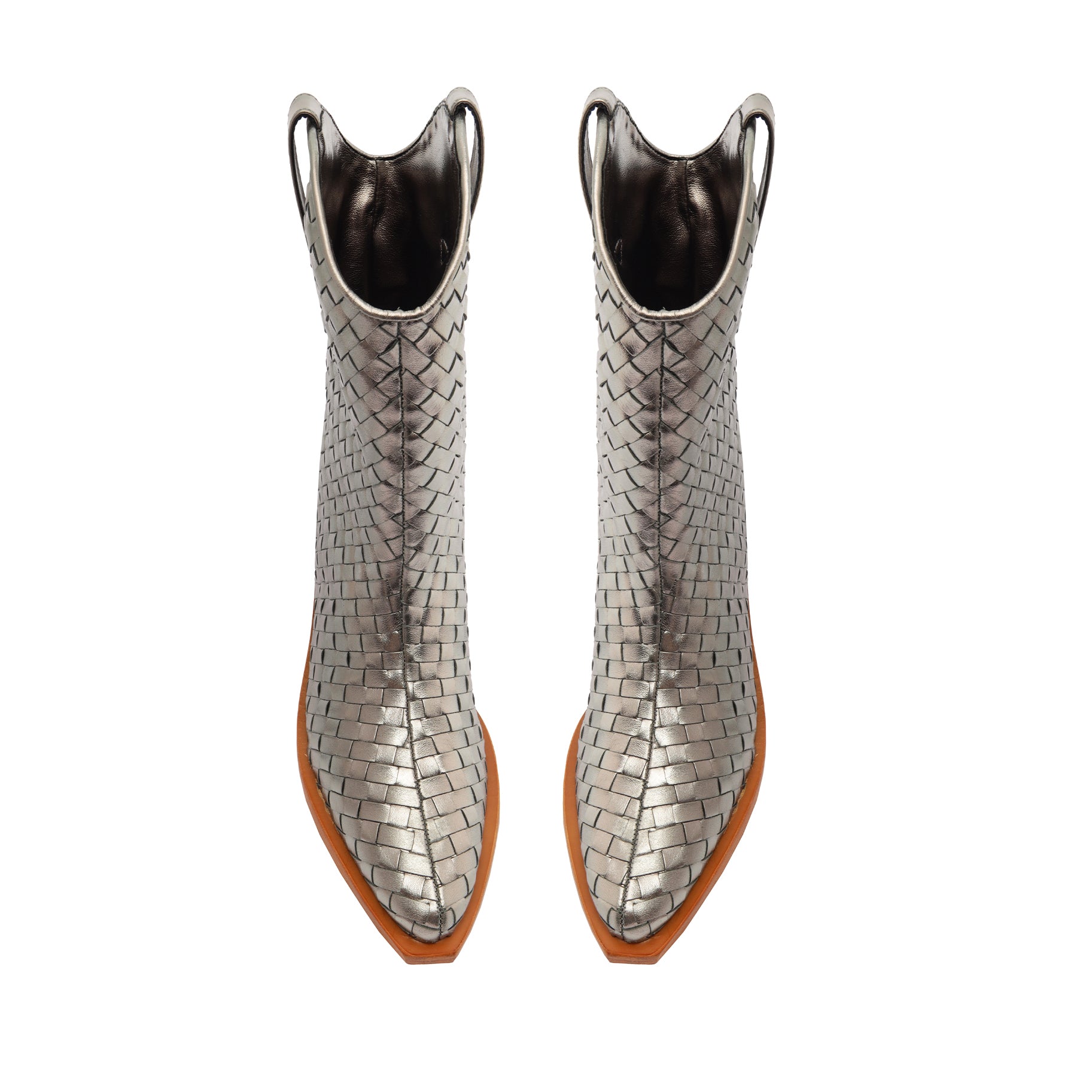 Cicera Women's Woven Metallic Leather Ankle Boots - Stylish Pointed Toe Booties for Fall, Winter & Party Wear