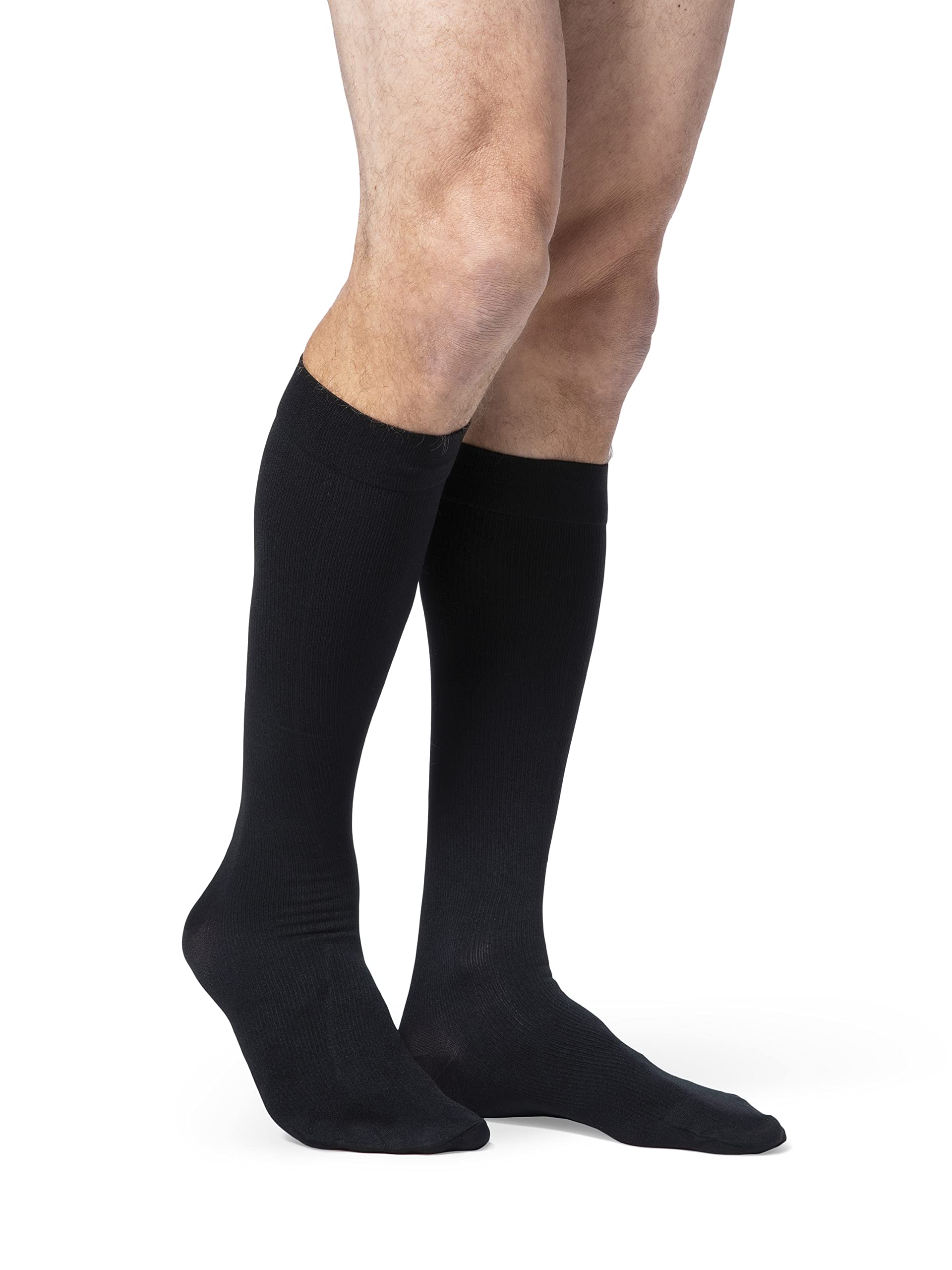 Sigvaris Men’s DYNAVEN 30-40mmHg Compression Socks - Closed Toe Calf-High Support Stockings for Circulation & Swelling Relief - Medium Long Size - Black - Ideal for Travel, Work & Medical Recovery
