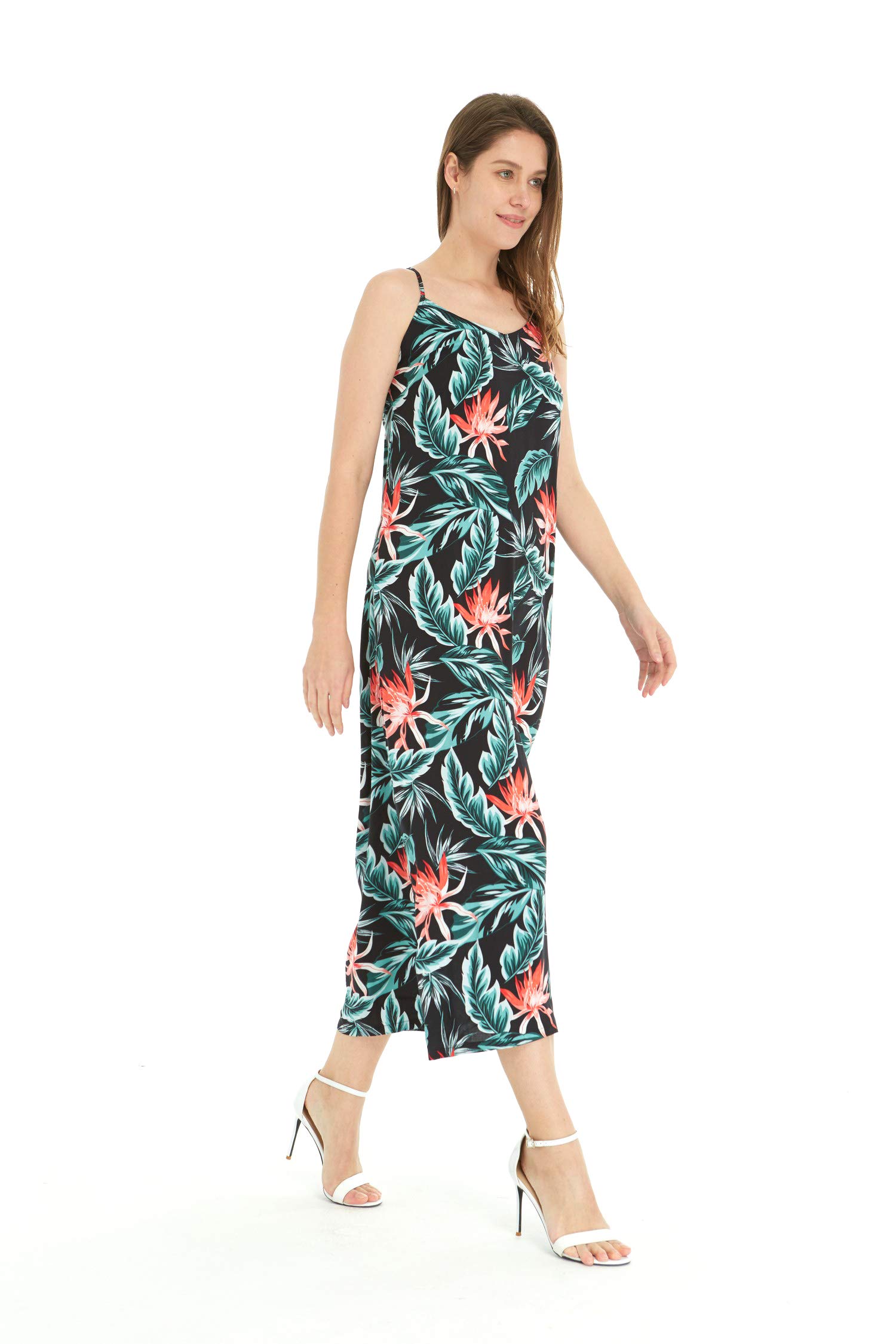 Hawaiian Pineapple Print Maxi Dress for Women - Floral Sweetheart Neckline Luau Party Dress - Perfect for Beach Vacations, Summer Parties & Tropical Getaways
