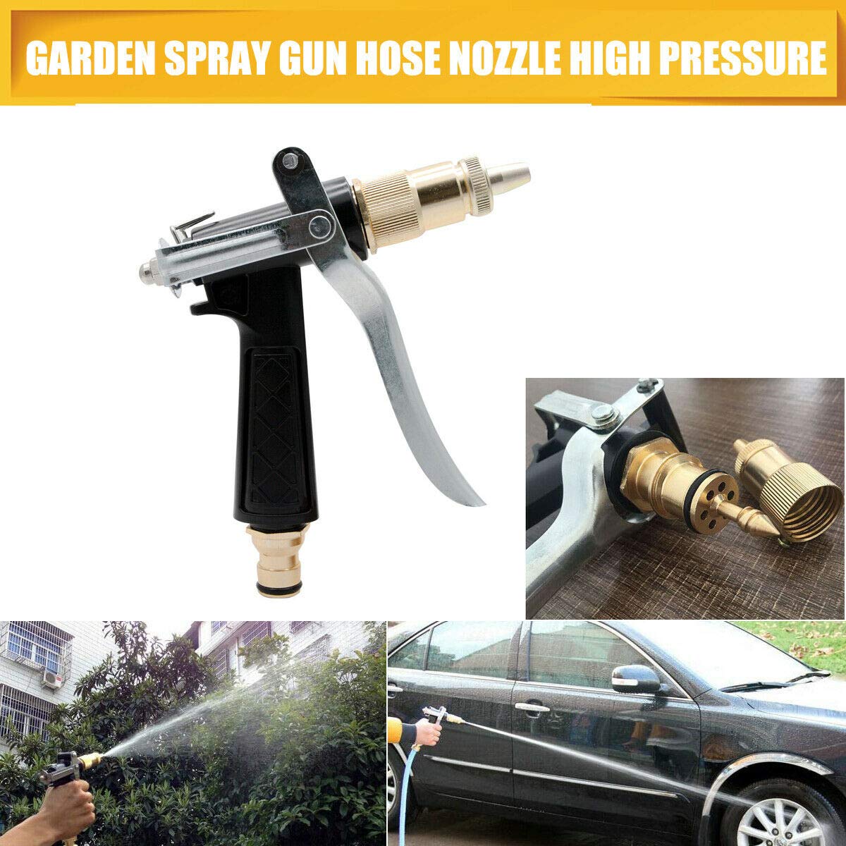 Adjustable Garden Hose Nozzle - 5 Spray Patterns for Car Wash & Plants