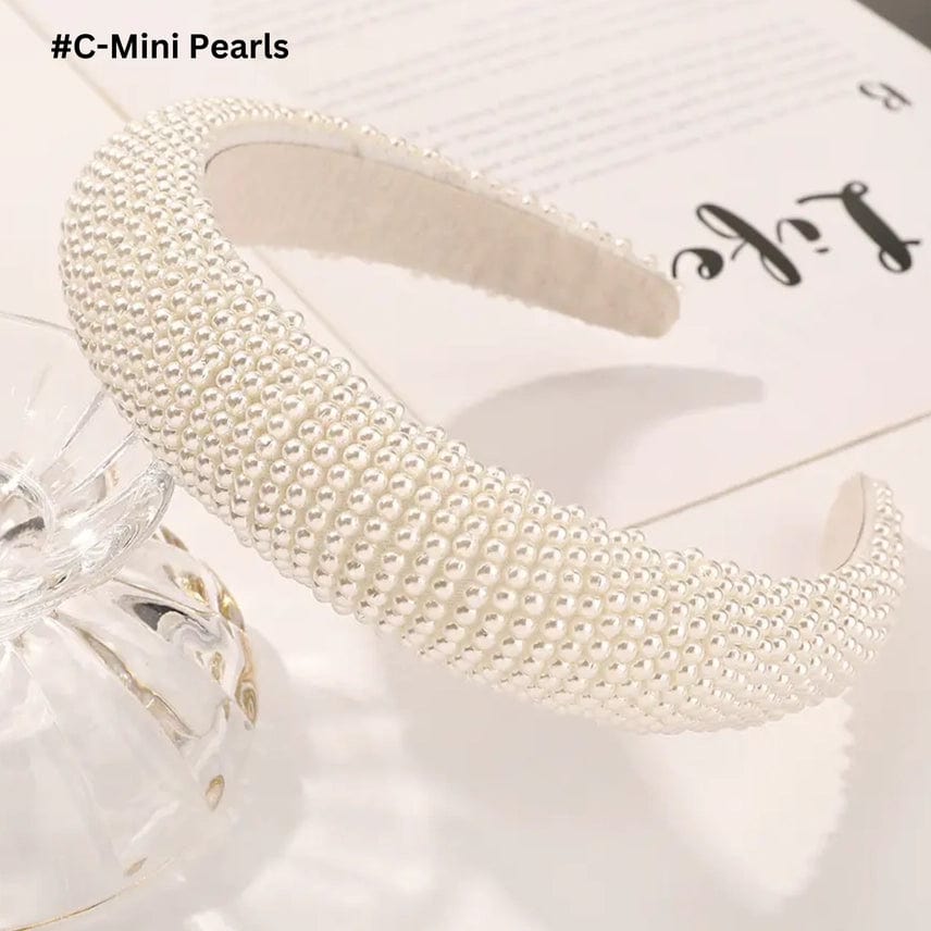Ivory Mini Beaded Pearl Headband for Women - Elegant Hair Accessory for Weddings, Parties & Special Occasions