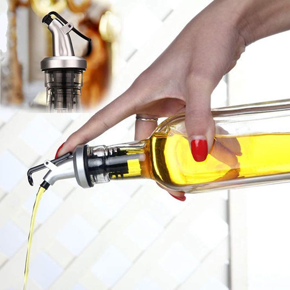 Premium Stainless Steel Bottle Pourers with Rubber Stoppers - 6pc Set for Smooth Olive Oil, Liquor & Wine Dispensing | Ideal for Restaurants, Bars, Hotels & Home Bars | Leak-Proof Free Flow Spouts for Glass Bottles