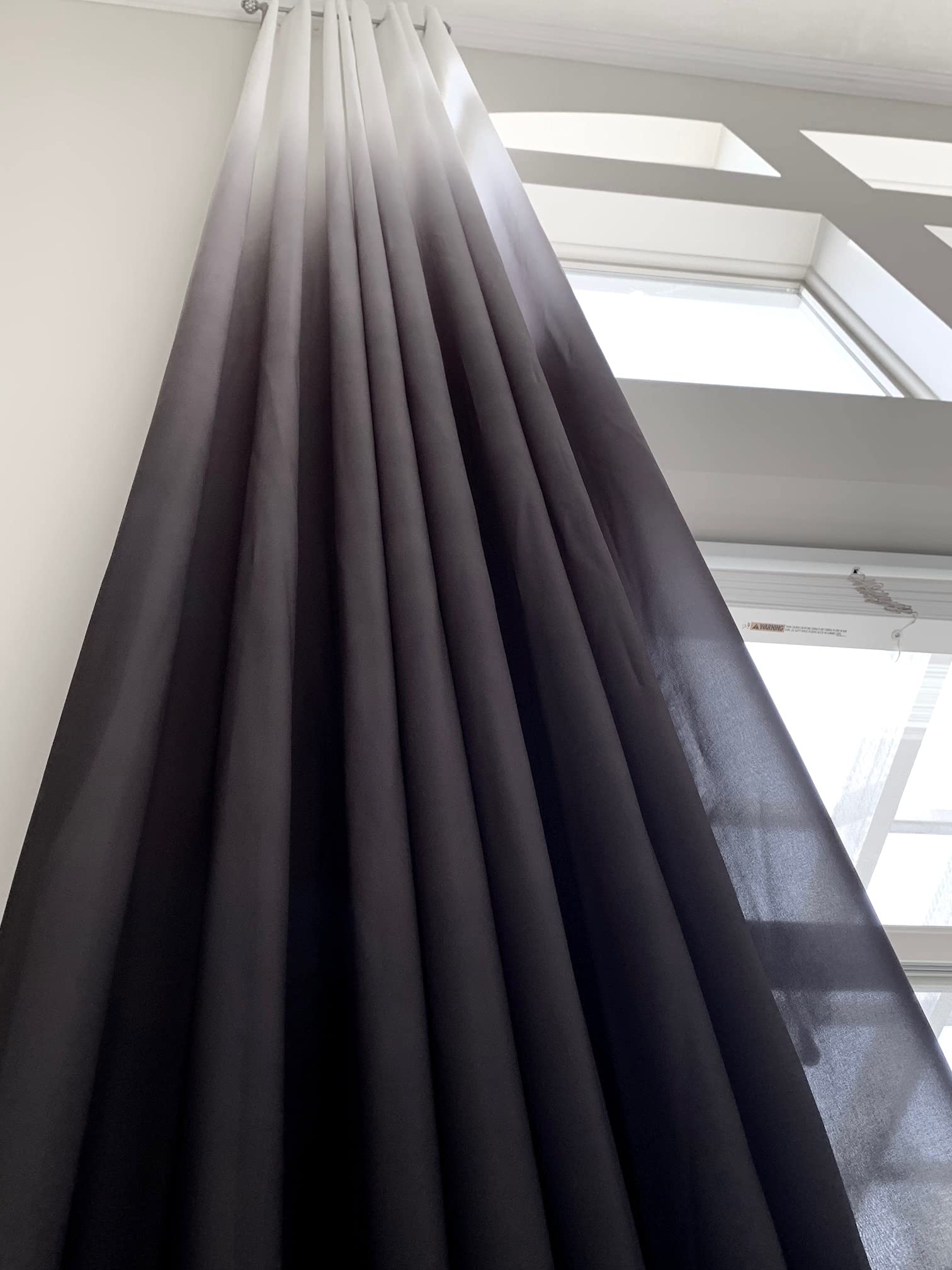 Ombre Sheer Curtains Extra Long 10-20 ft - Black Gradient Window Drapes 100