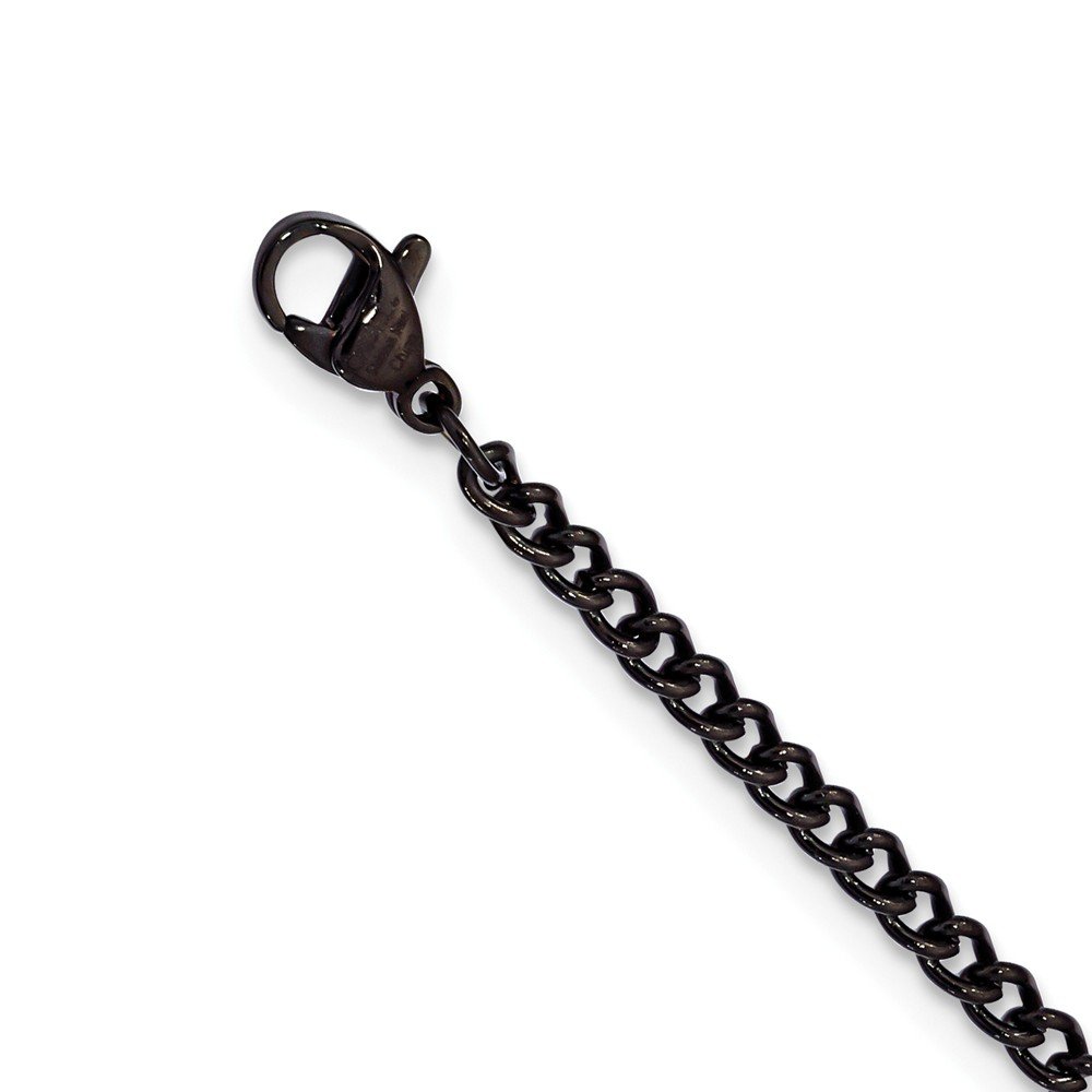 Stainless Steel Polished Black IP Cross Necklace with Blue Carbon Fiber Inlay - Elegant Religious Jewelry for Men & Women, Perfect for Gifts, Church, Weddings and Everyday Wear