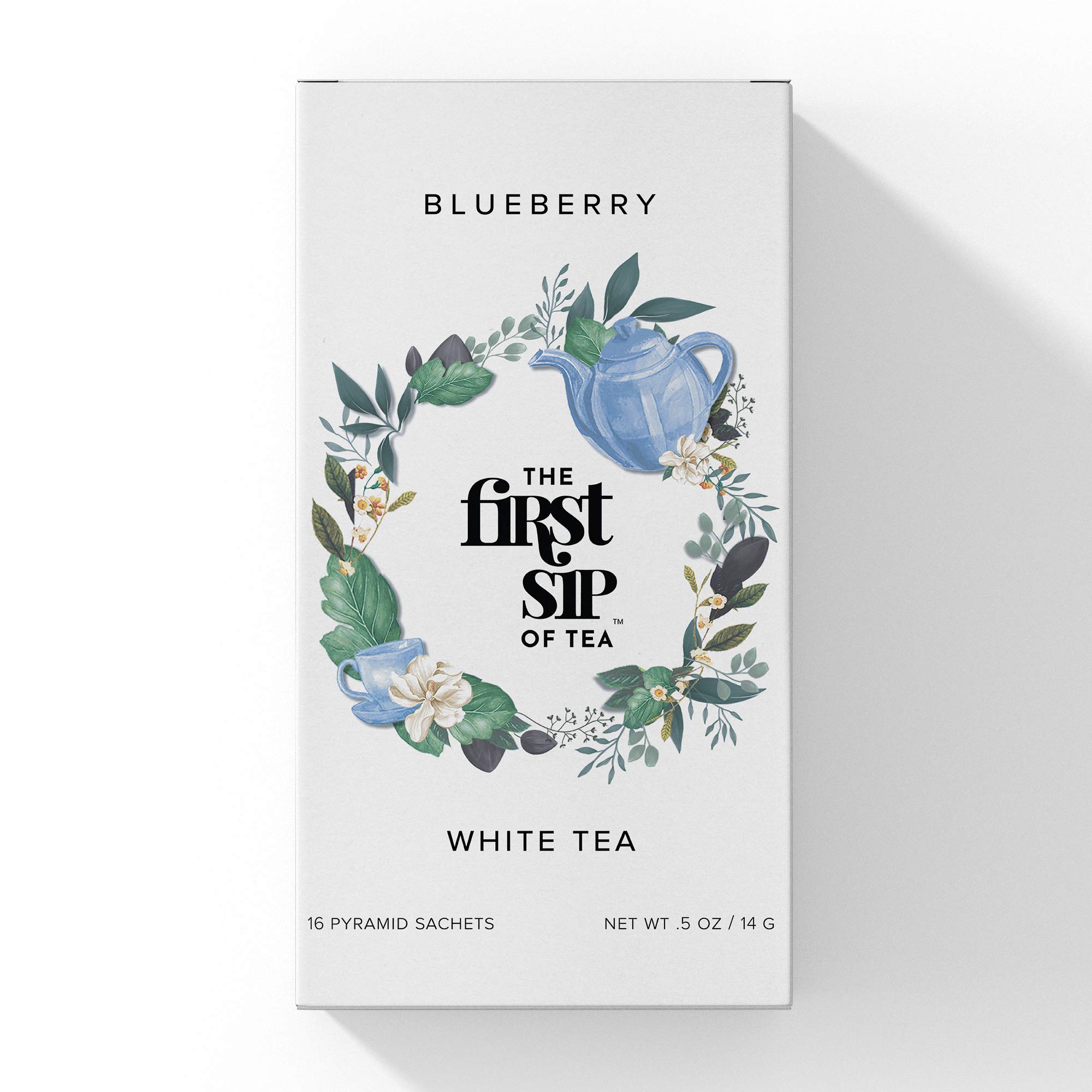 Premium Blueberry White Tea Bags - Bai Mu Dan Low Caffeine Antioxidant Pyramid Sachets (16 Cups) | Hot & Iced Tea for Relaxation, Afternoon Tea & Healthy Lifestyle - The Spice Hut First Sip Collection