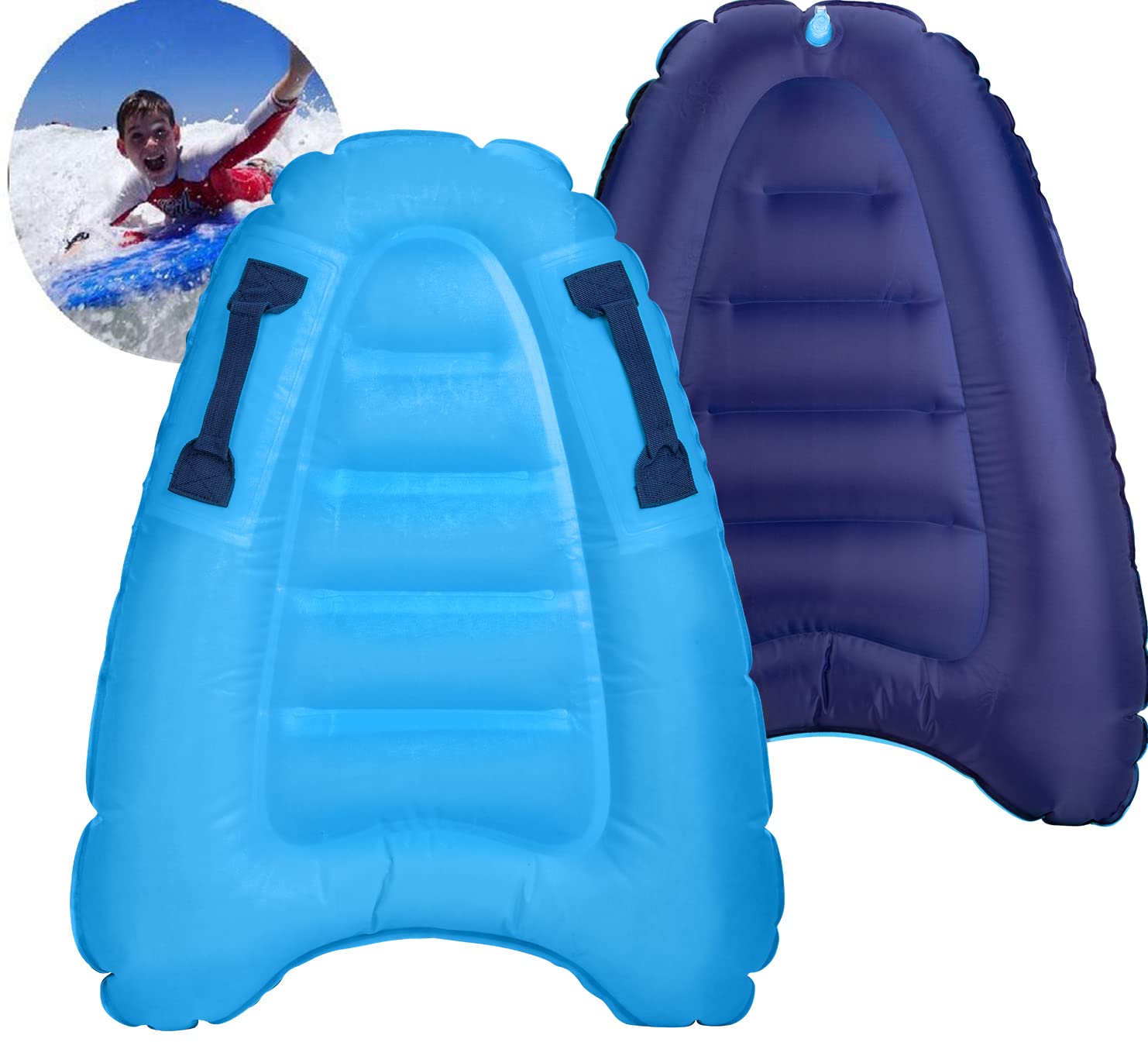 Inflatable Boogie Board for Kids & Adults - Lightweight Kickboard for Swimming, Sliding & Floating - Perfect for Pool, Beach & Water Park Fun - Summer Water Toy with Handles for Safe Play