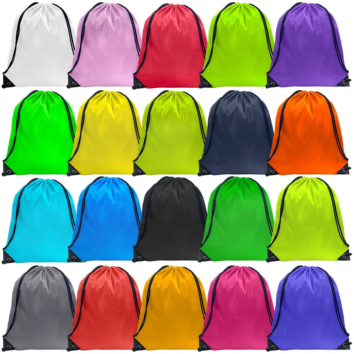 GoodtoU 40-Piece Nylon Drawstring Bags Bulk Pack - 20 Vibrant Colors for Gym, Sports & Travel - Durable Cinch Backpacks for School, Beach & Events