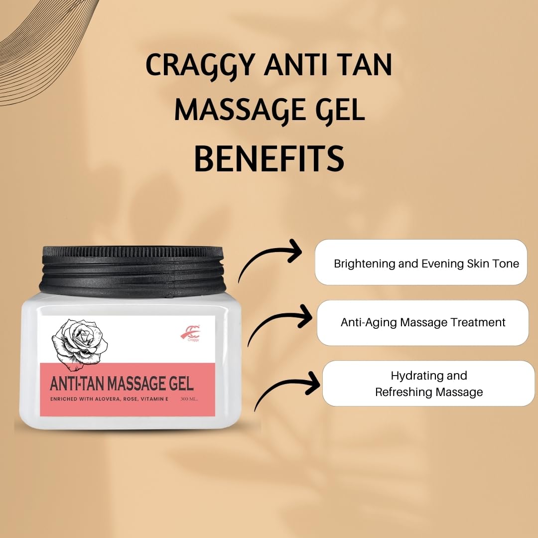 Craggy Anti-Tan Massage Gel - Brightening & Skin Repair Treatment for Sun Damaged Skin | Perfect for Post-Sun Care & Spa Treatments