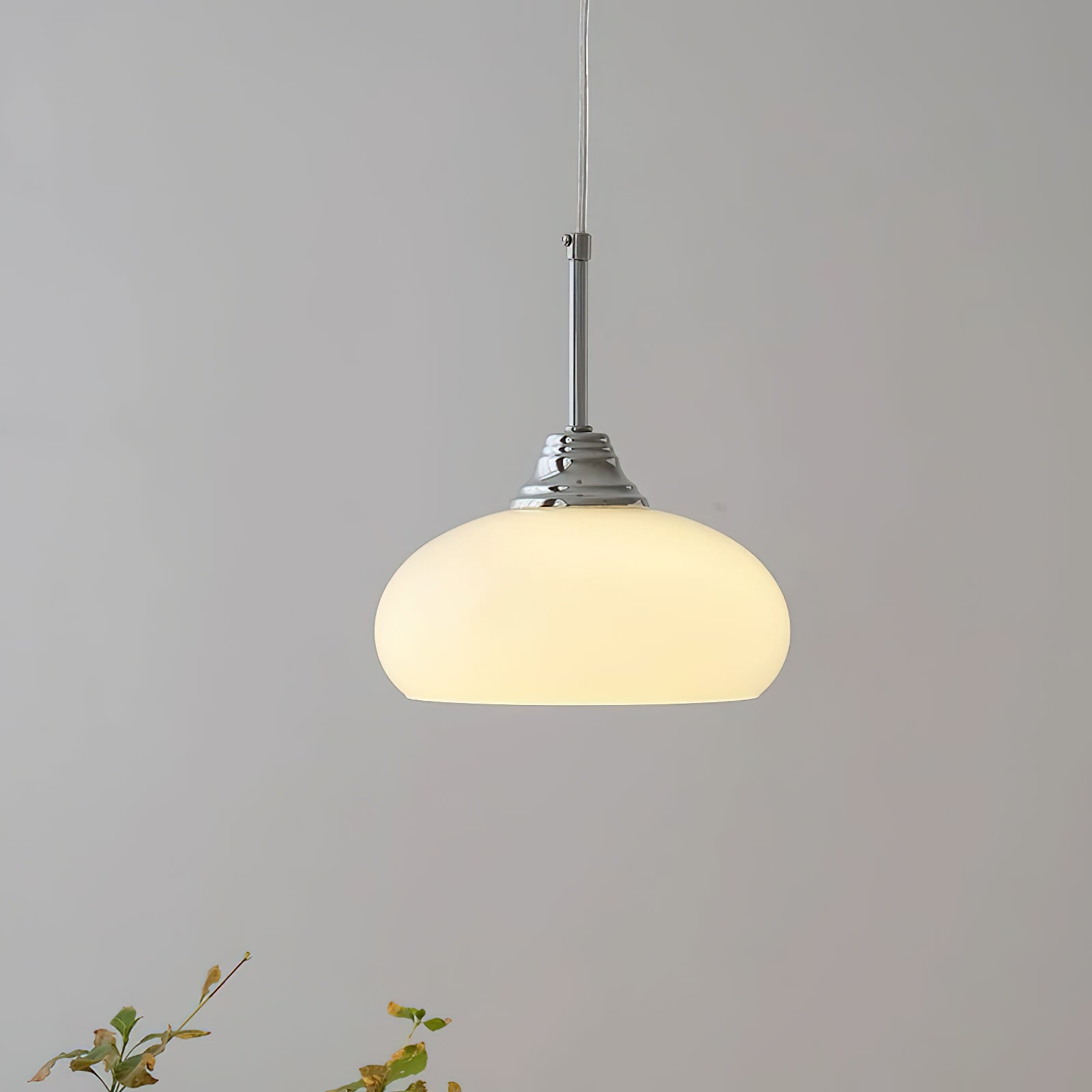 Modern Cream Glass Pendant Light - Elegant Hanging Chandelier for Kitchen Island, Dining Room & Bedroom Lighting - Dimmable LED Ceiling Fixture with Frosted Shade
