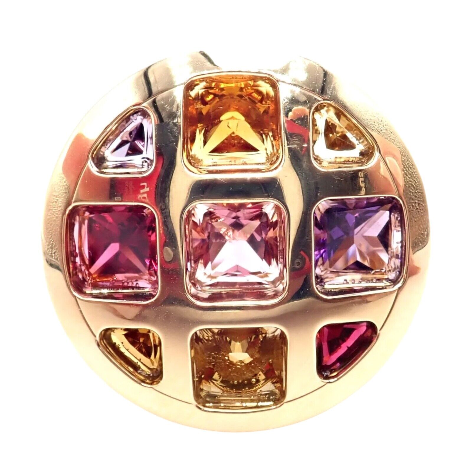 Authentic Cartier Pasha 18k Yellow Gold Ring with Amethyst, Citrine, Garnet & Tourmaline Gemstones | Luxury Jewelry for Women, Gift for Anniversary, Wedding & Special Occasions