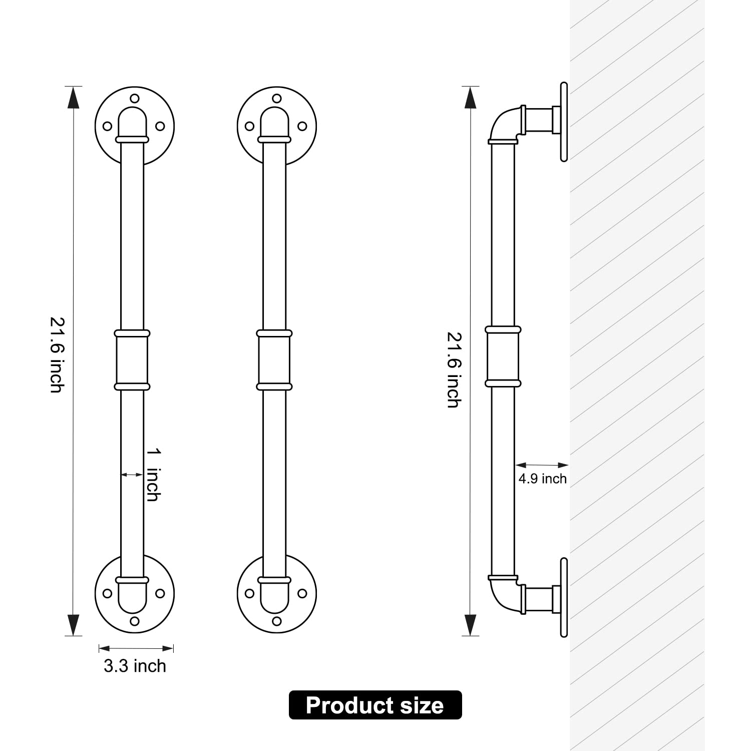 HouseAid Industrial Pipe Towel Rack - Vintage Farmhouse Bathroom Towel Holder & Storage Organizer - Wall Mounted Matte Black - Perfect for Rustic Bathrooms, Laundry Rooms & Kitchen Towel Organization