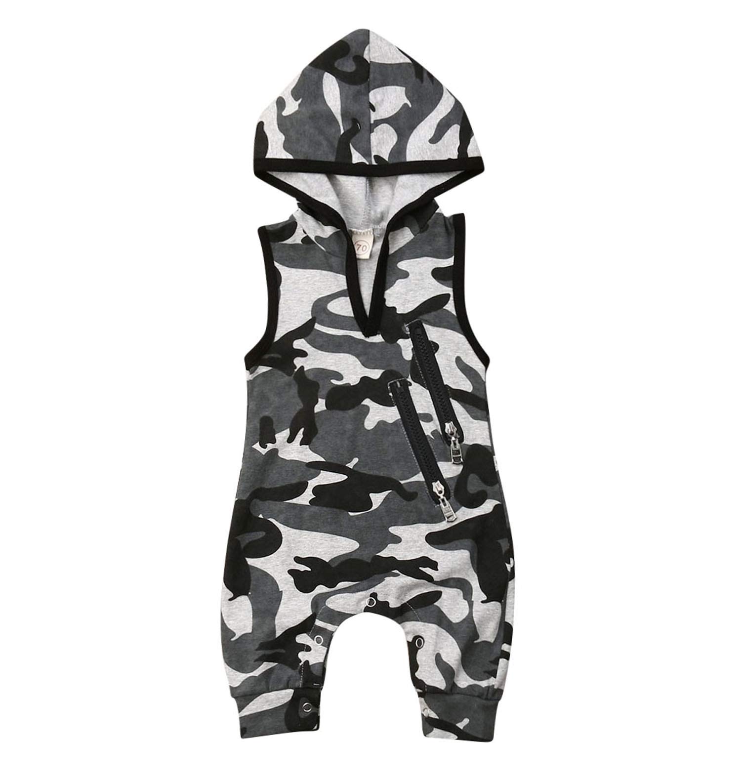 Lefyira Baby Boys Denim Hooded Romper Jumpsuit with Zipper - Cute Hooded Overalls for Toddlers 12-24 Months - Soft & Comfortable Playwear for Outdoor Activities and Casual Wear